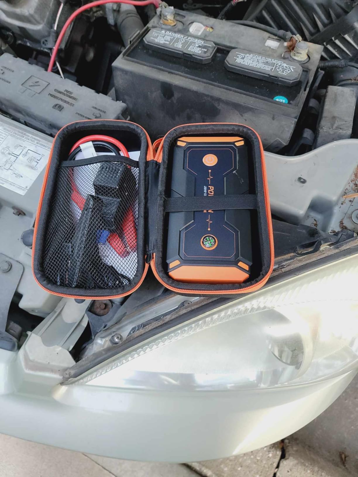 Powrun P-ONE Jump Starter, 2000A Portable Jump Box - Car Jump Starter Battery Pack for up to 8.0L Gas and 6.5L Diesel Engines, 12V Battery Jump Starter with Carry Case (Orange) customer photo 1