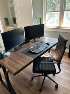 Okeysen Office Desk Chair, Ergonomic Leather Modern Conference Room Chairs, Executive Ribbed Height Adjustable Swivel Rolling Chair for Home Office. (Brown) customer photo 2