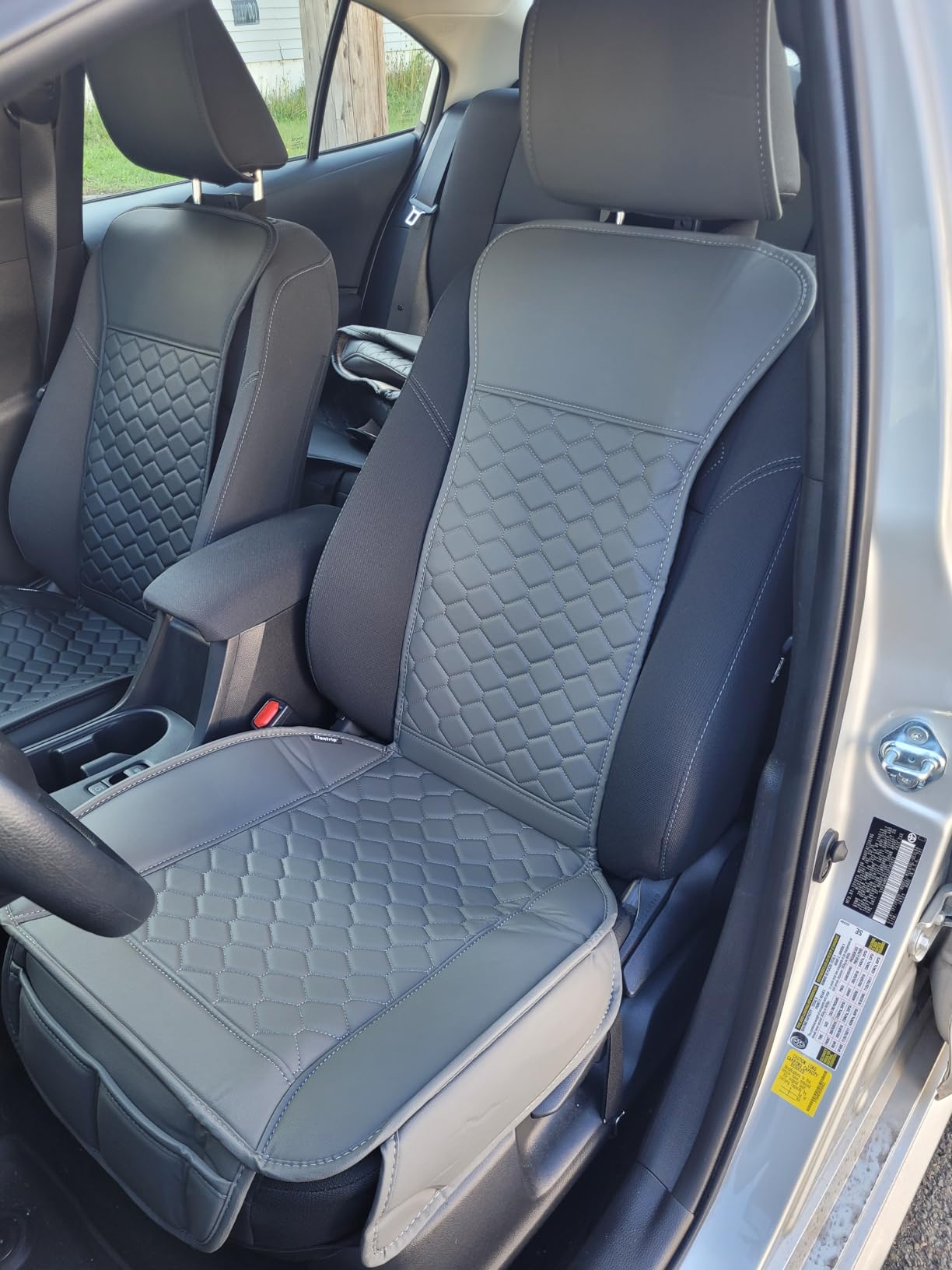 Elantrip Front Seat Covers 2PC Waterproof Faux Leather for Cars SUV Black, Soft faux leather helps protect front seats from spills, wear, and daily mess customer photo 1