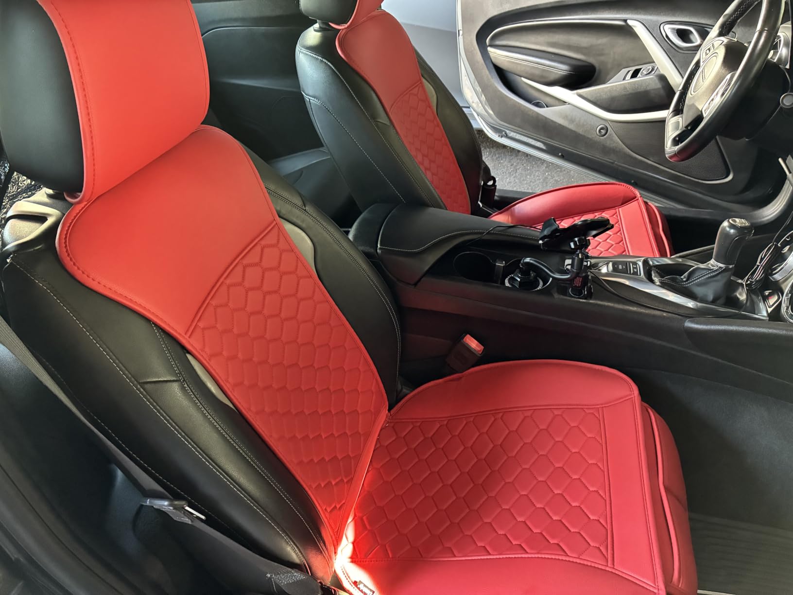 Elantrip Front Seat Covers 2PC Waterproof Faux Leather for Cars SUV Black, Soft faux leather helps protect front seats from spills, wear, and daily mess customer photo 2