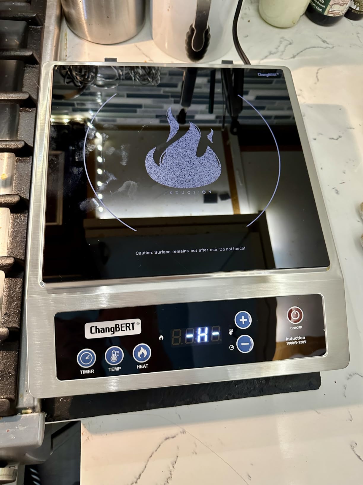 ChangBERT Induction Cooktop, Commercial Grade Portable Cooker, Large 8” Heating Coil, Premium Stainless Steel Countertop Burner with NSF Certified, 10 Hours Timer Powerful 1800W Professional Hot Plate customer photo 2