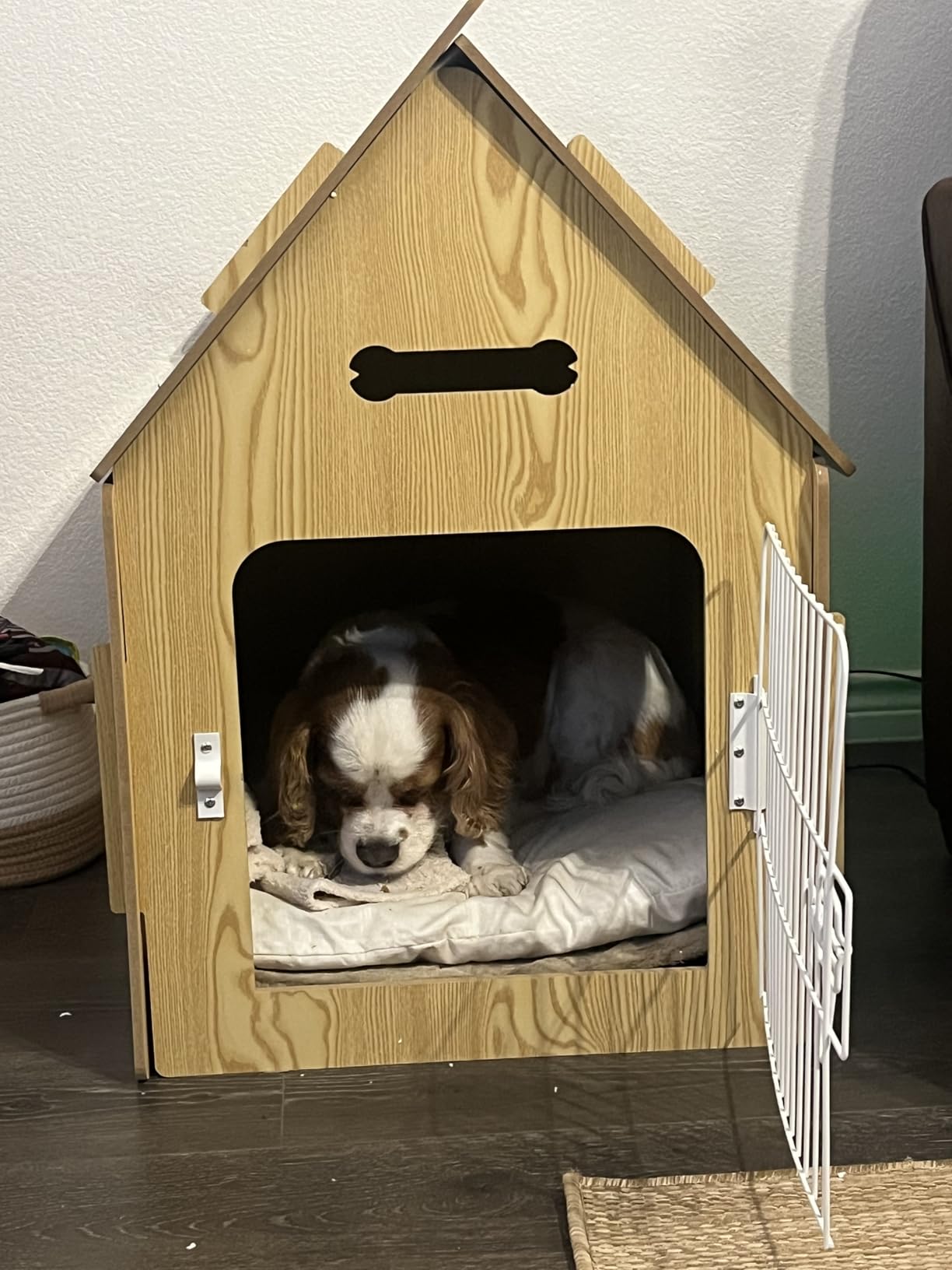 Dog House Indoor for Small Dogs or Cats, Cozy Wooden Design, Small Indoor Bed House, with Air Vents and Elevated Floor Warm Dog Cave customer photo 2