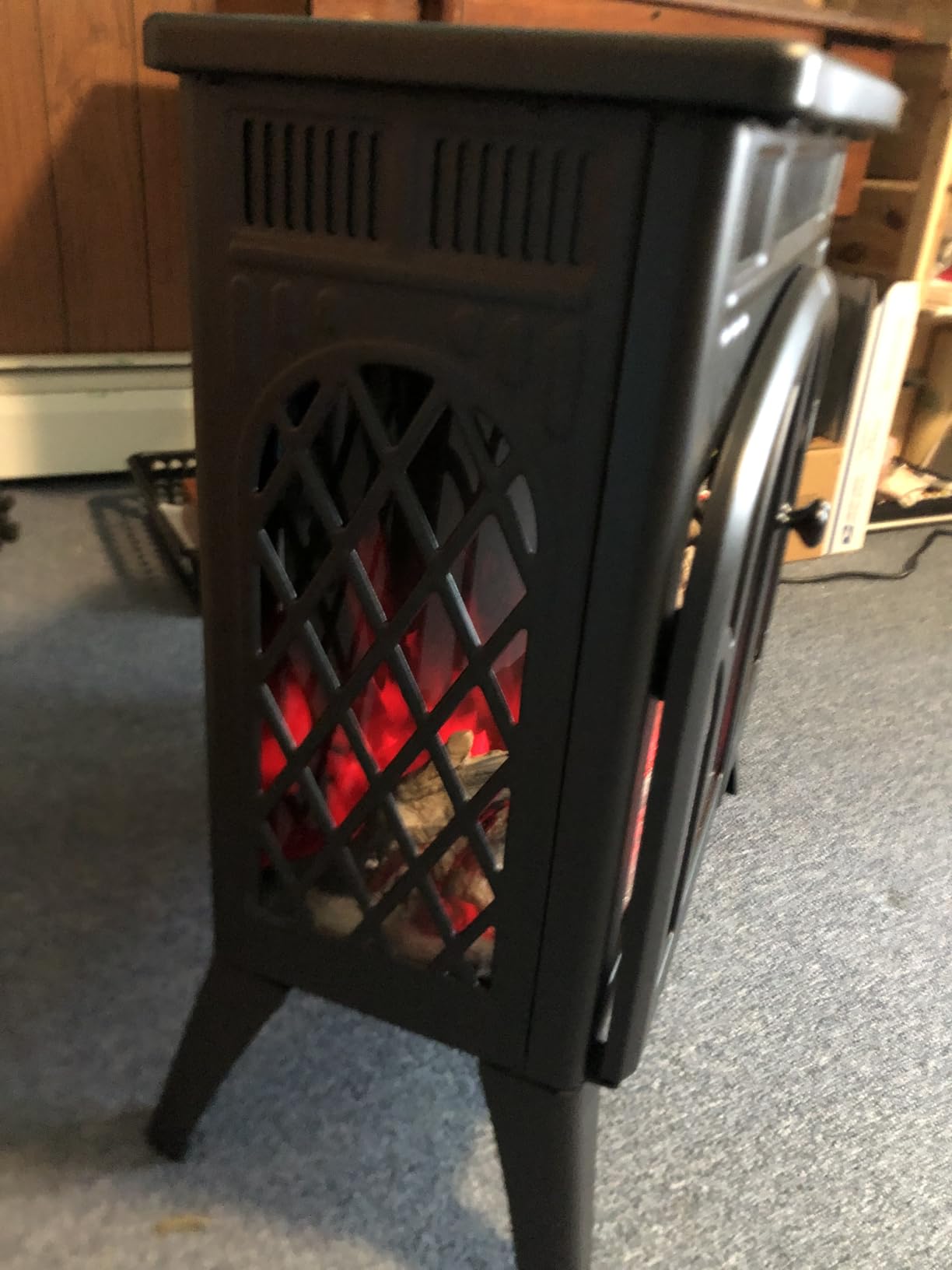 Electactic 24Inch Electric Fireplace Stove, Free-Standing Infrared Fireplace Stove, Controllable 3D Flame, 4 Variable Flame & Log Colors, 1500w, 5100BTU, Black customer photo 2