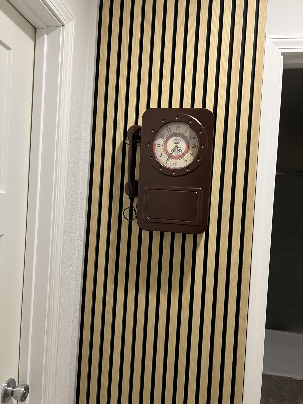 Abdurey Retro Old Telephone Wall Clock with Hidden Safe | Battery Operated Quartz Metal Wall Clocks, Large Vintage Decor Clocks, for Farmhouse, Living Room(16
