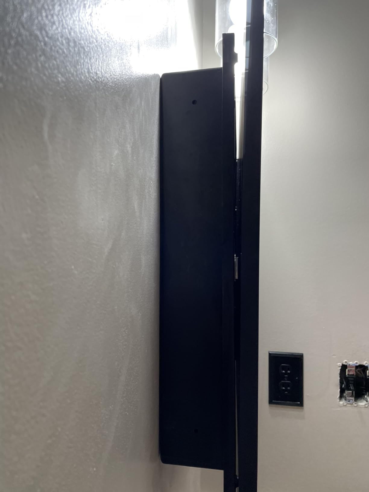 Plastic Black Medicine Cabinet 16x24 Beveled Mirror, Recessed/Surface Mount | Black Metal-Framed Bathroom Mirror Cabinet with 2 Adjustable Shelves, Reversible Door; Fully Assembled for Surface Mounting customer photo 1
