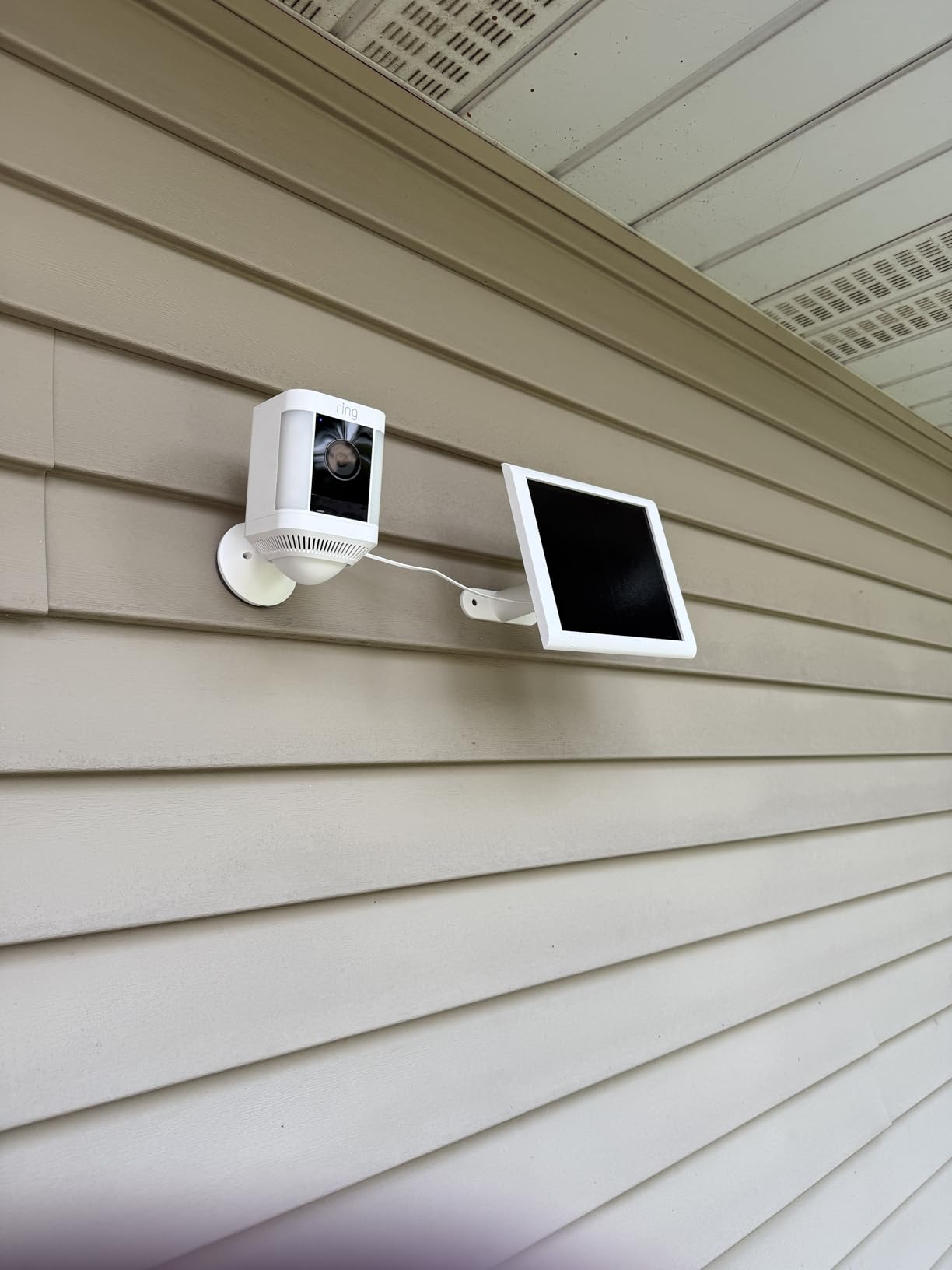 Ring Spotlight Cam Plus, Solar | Two-Way Talk, Color Night Vision, and Security Siren (newest model) - White customer photo 1