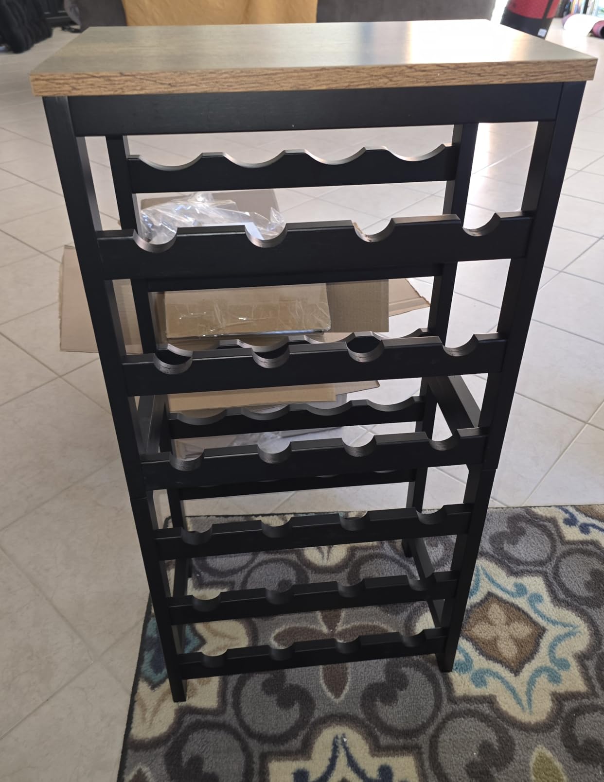 VASMIA Bamboo Wine Rack, 3-Tier 12 Bottles Wine Storage Cabinet Black customer photo 2