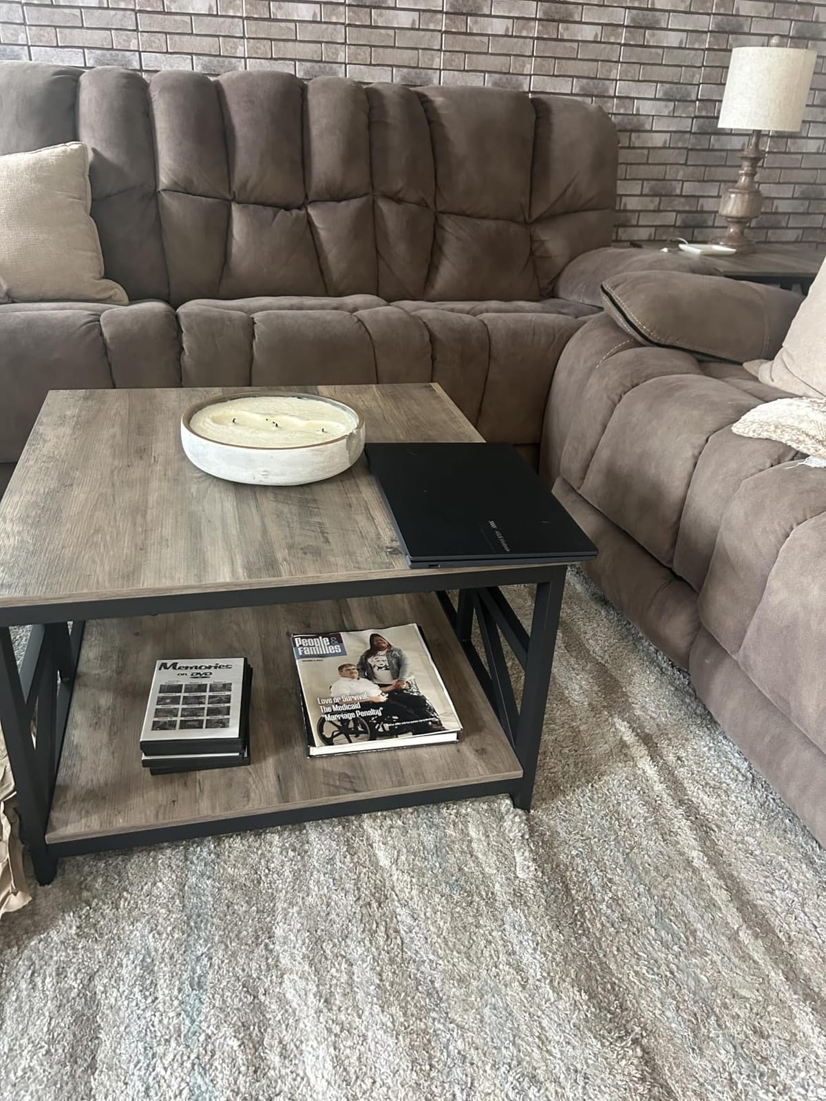 GreenForest Round Corners Coffee Table for Living Room | Rustic Style Center Table with Storage Shelf,39 Inch Space Saving Sofa Table,Easy Assembly,Gray Wash customer photo 1