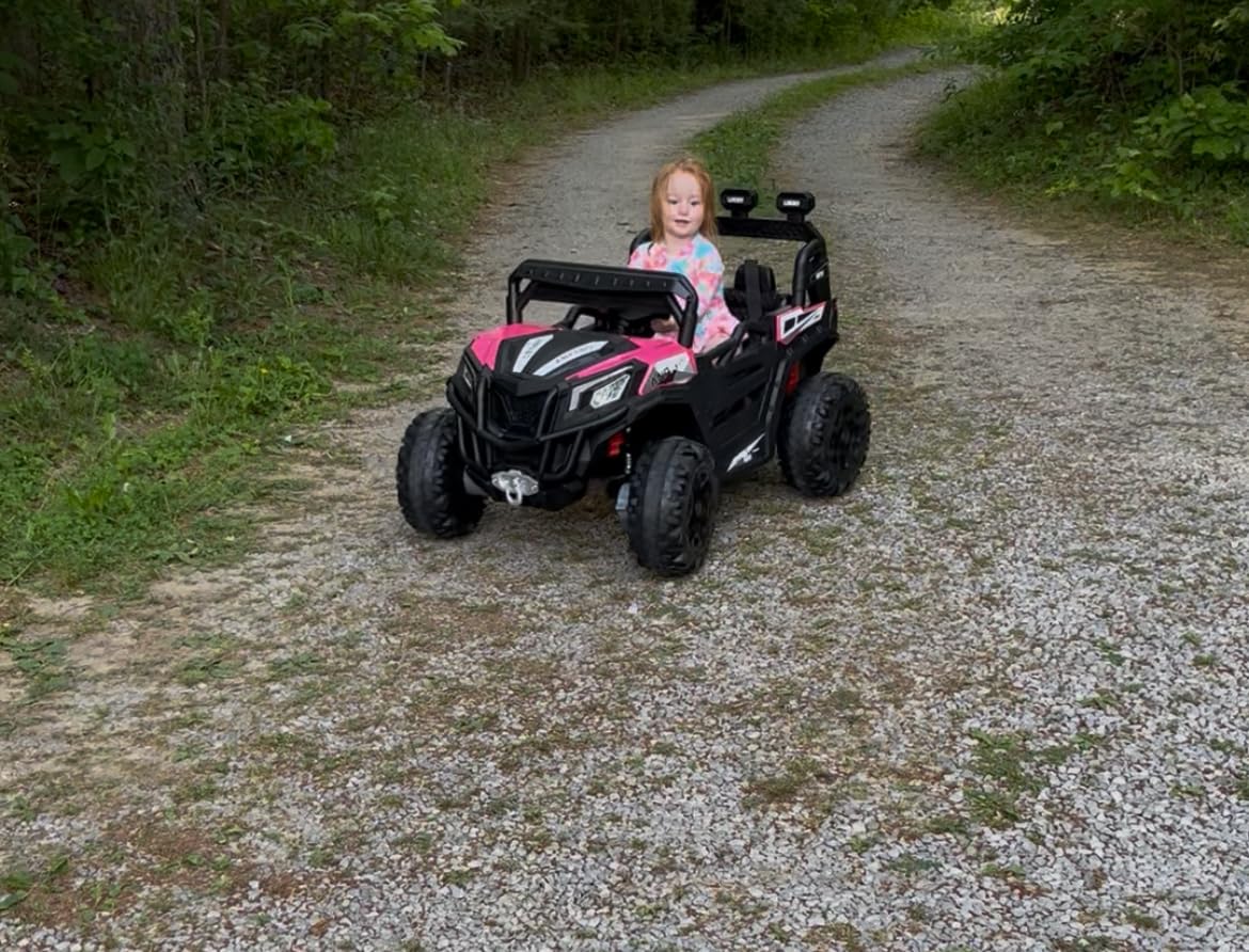 ANPABO 24 Volt Ride on Toys for Boys w/Remote Control, 4X75W Motors, Max 4.5MPH, 4WD/2WD Switchable, 4 Shock Absorbers, 19