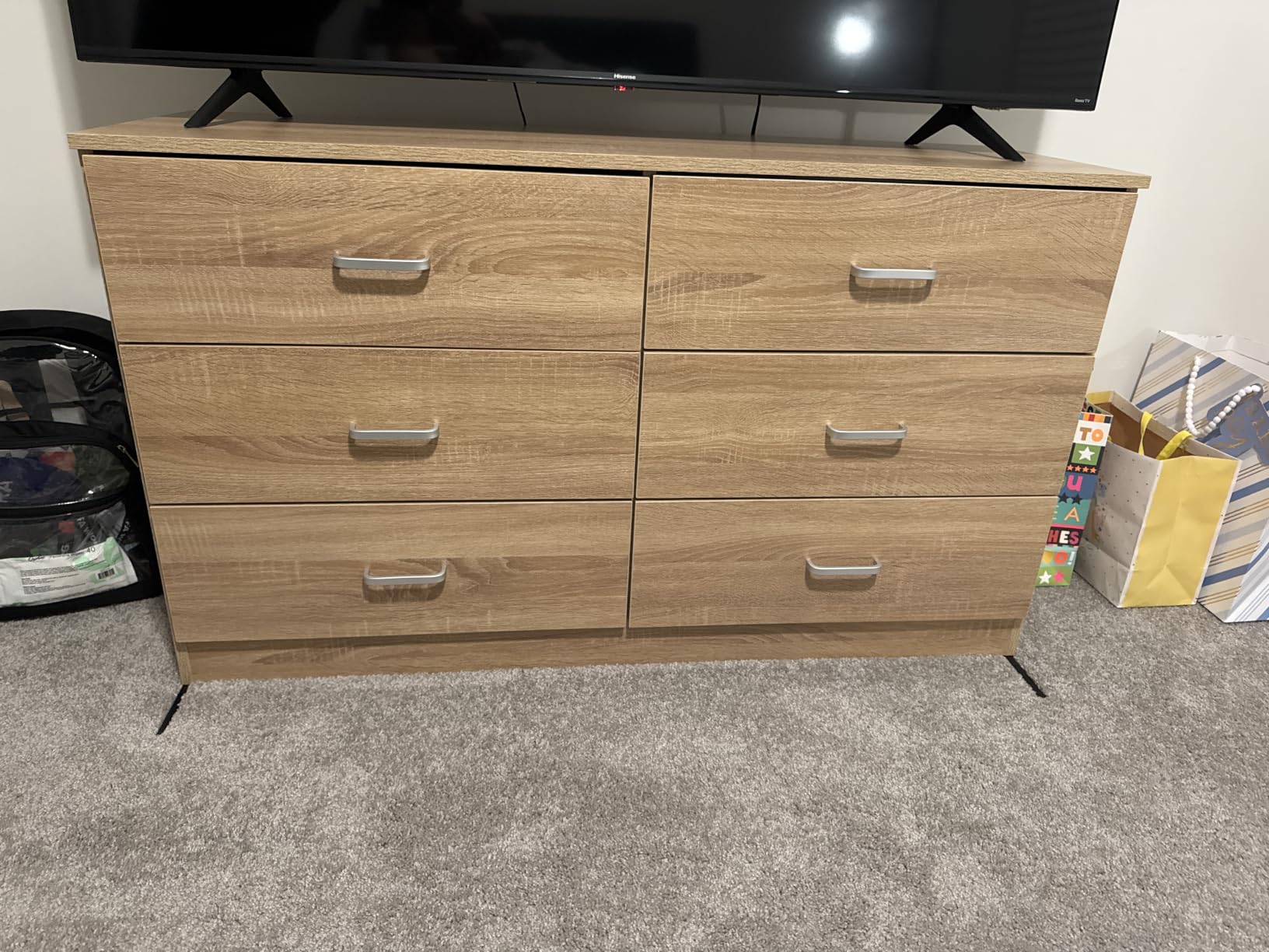 Bigbiglife Dresser for Bedroom, 6 Drawer Double Dresser, Modern Chest of Drawers with Deep Drawers, TV Stand Large Storage Organizer for Living Room, Closet (Light Oak) customer photo 1