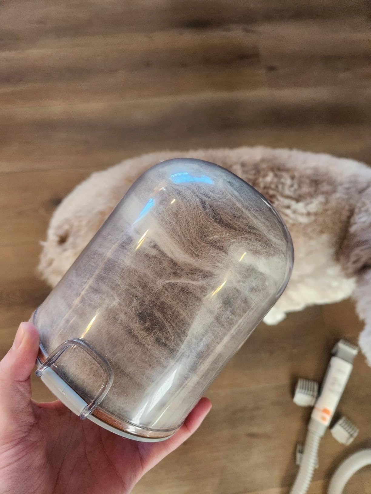 Afloia 6-in-1 Dog Grooming Vacuum Kit, Pet Clipper & Nail Grinder, White | All-in-one grooming covers brushing, clipping, trimming and nail care, 1.5L dust cup, 3 suction levels, low-noise comfort customer photo 1