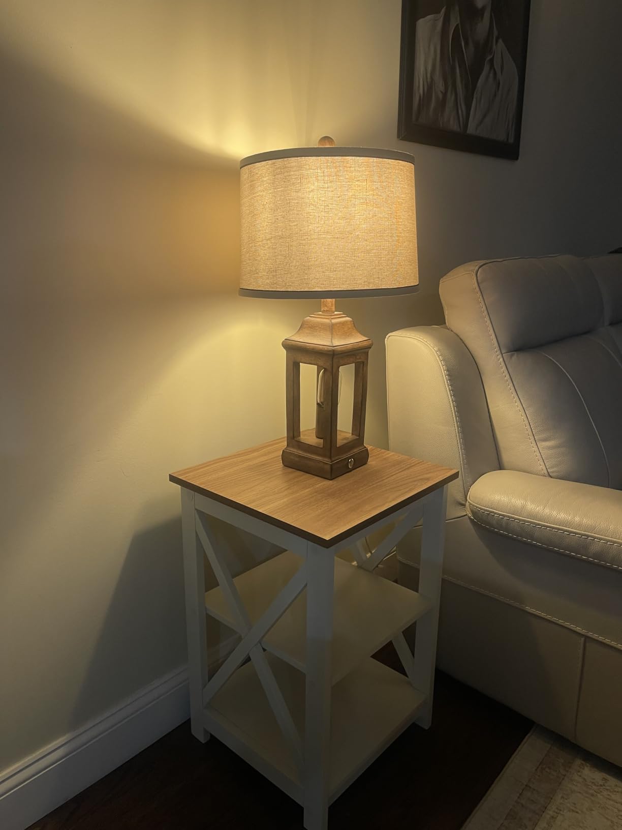 PHI VILLA End Table Living Room Set of 2, Farmhouse White Side Table, Rustic Nightstand for Bedroom customer photo 2