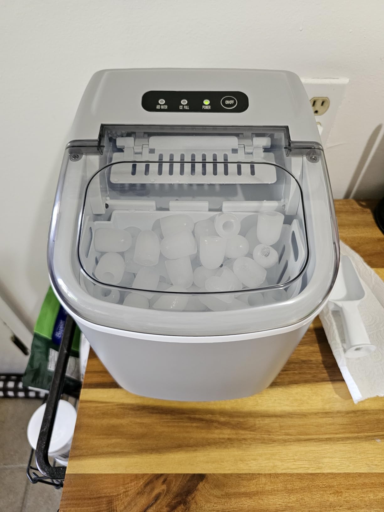Crzoe Countertop Ice Maker, 26Lbs/24H, 2 Sizes of Ice, Self-Cleaning, Grey, 8 Bullet-Shaped Ice Cubes Ready in 6 Mins, Portable Ice Machine with Ice Scoop and Basket for Home/Kitchen customer photo 1