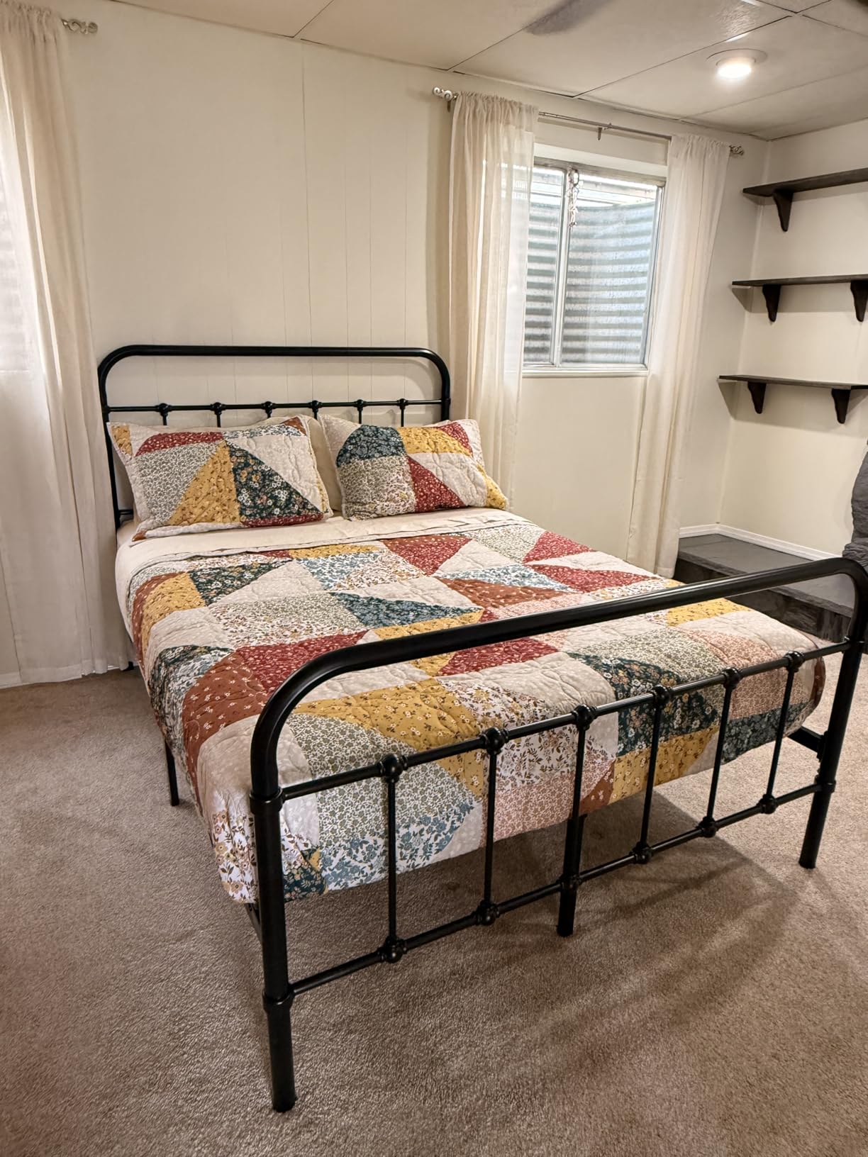 Allewie Queen Metal Bed Frame with Victorian Iron-Art Headboard, Black | Victorian Style Wrought Iron-Art Headboard/Footboard, Easy Assembly, Under Bed Storage, No Box Spring Required customer photo 2