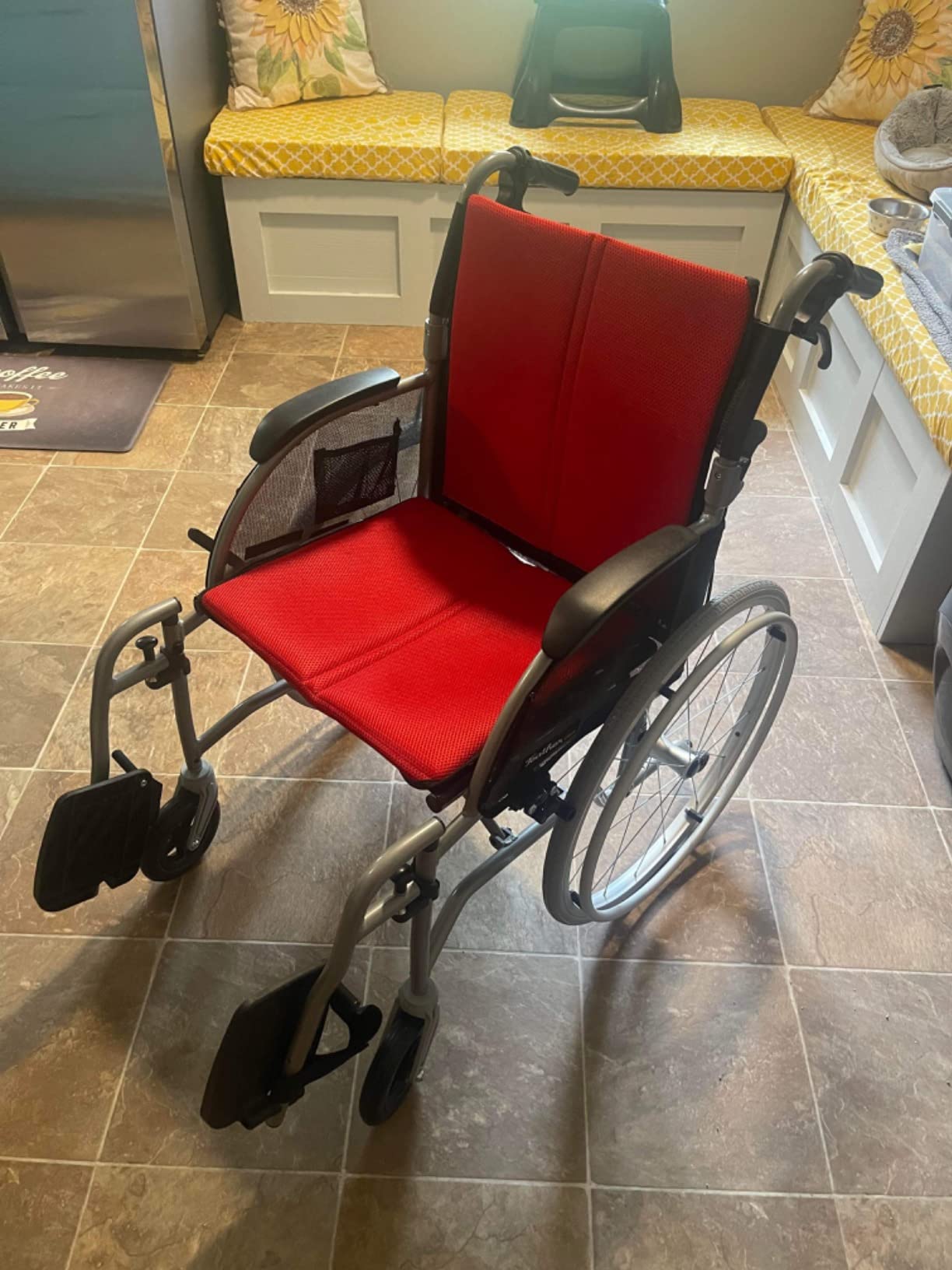 FeatherMobility Gray Lightweight Folding Wheelchair - 13.5 lbs, 18