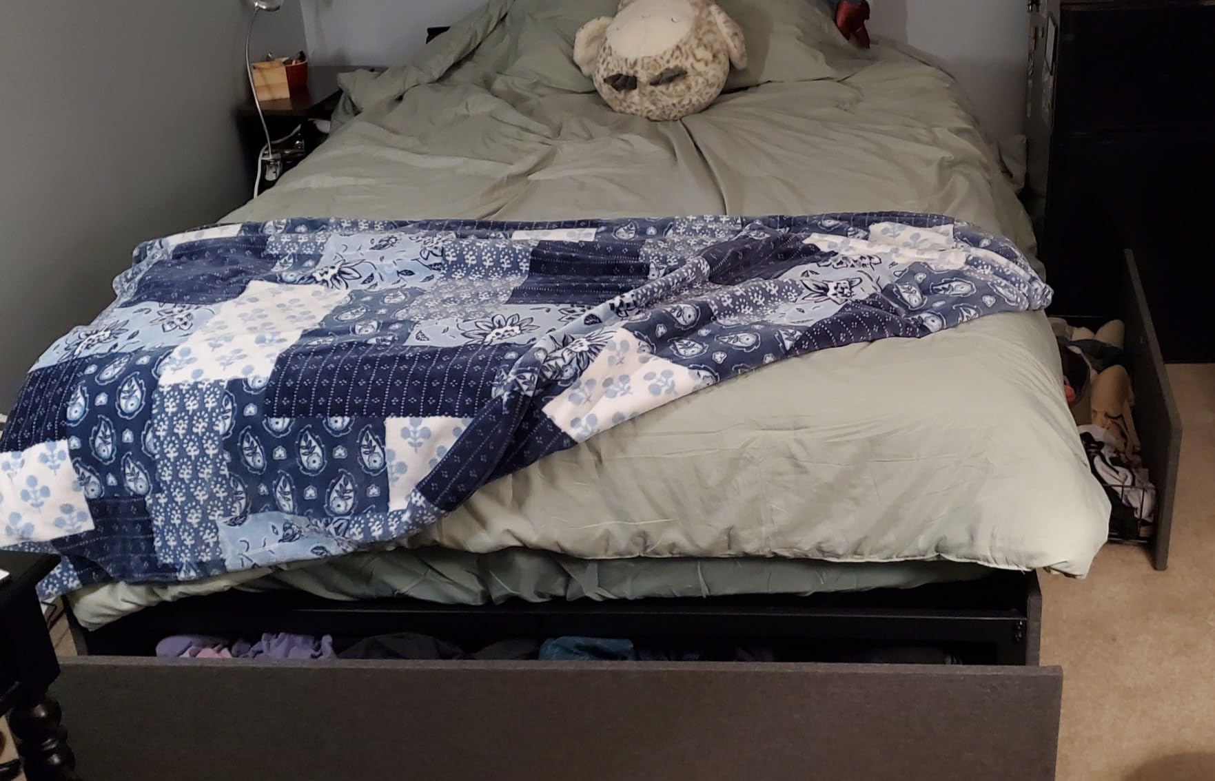 Allewie Full Size Platform Storage Bed Frame with 3 Drawers, Dark Grey | Fabric Upholstered, Metal Slats Support, No Box Spring Needed, Noise Free, Easy Assembly customer photo 2