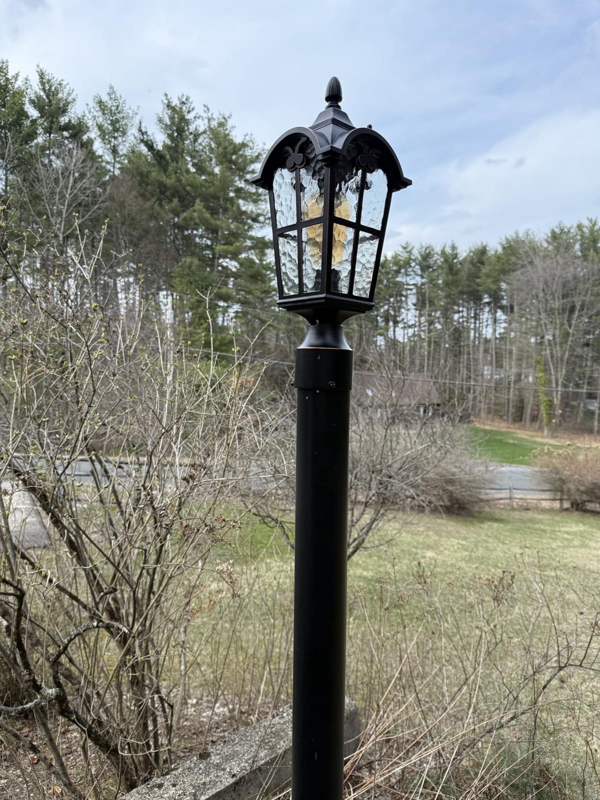 EDISHINE Large Size Dusk to Dawn Outdoor Post Light, 21.9'' H 120V Pole Light Fixture with Pier Mount Base, Waterproof Exterior Lamp Post Lantern Head for Yard, Driveway, Fence, Black, Hardwired customer photo 1