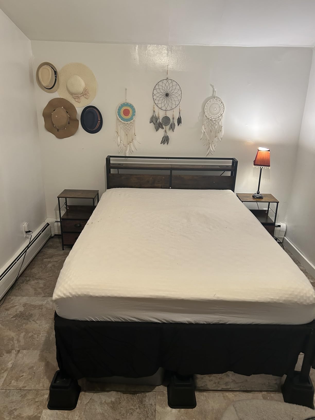 HOOBRO King Size Headboard, Headboard with 2 Outlets and 4 USB Ports, Adjustable Height, Storage Rack, Sturdy and Stable, Easy Assembly, Rustic Brown and Black customer photo 1