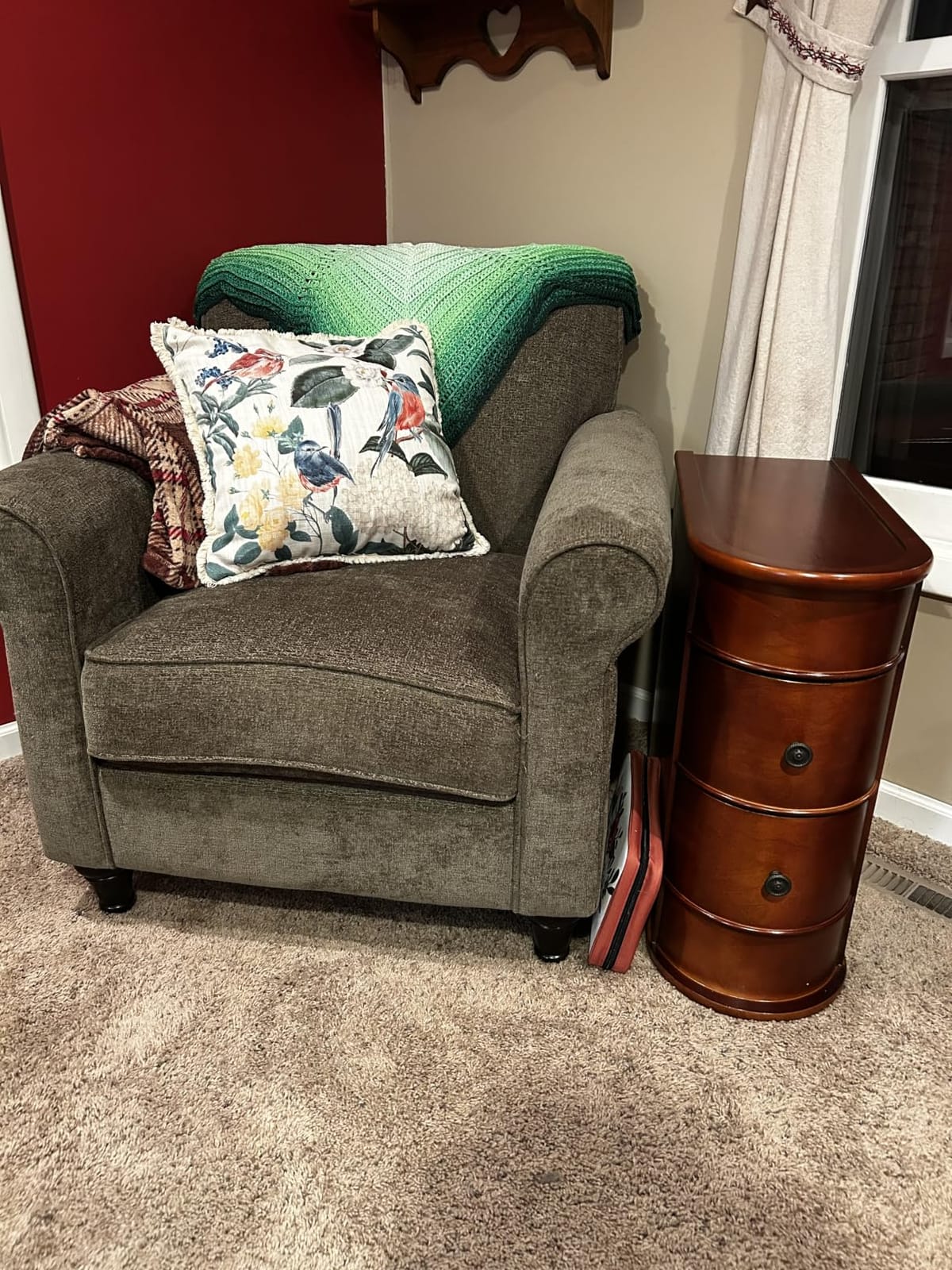 LITTLE TREE Wood End Table with 2 Drawers Sofa Side Table, No Assembly Required Vintage Slim Nightstand customer photo 2
