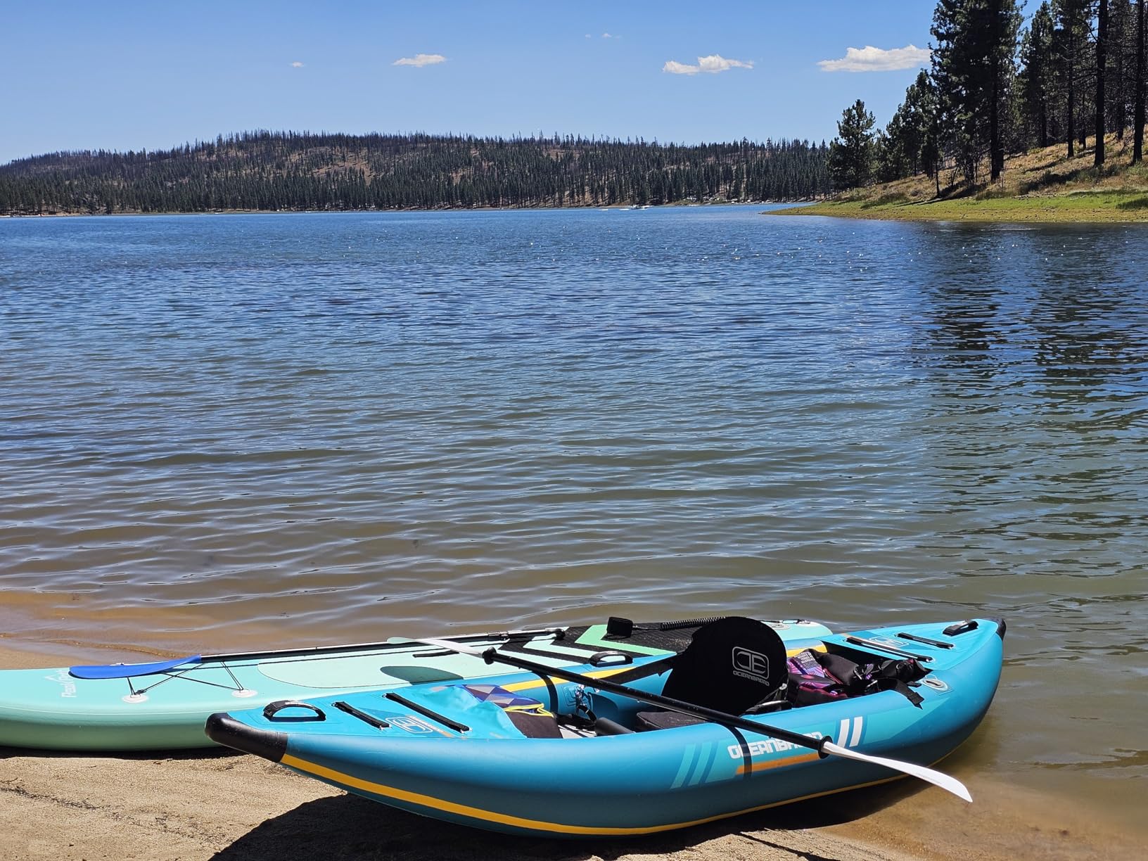 OCEANBROAD Inflatable Sit-in Kayak(NO HIN), 1 Person/2 Person Touring Kayak | Drop-Stitch Floor, 13.7ft/4.2m(2-person), Blue, Blow Up Kayak for Adults with Paddle, Kayak Seat, Pedal, Hand Pump, Bag customer photo 2