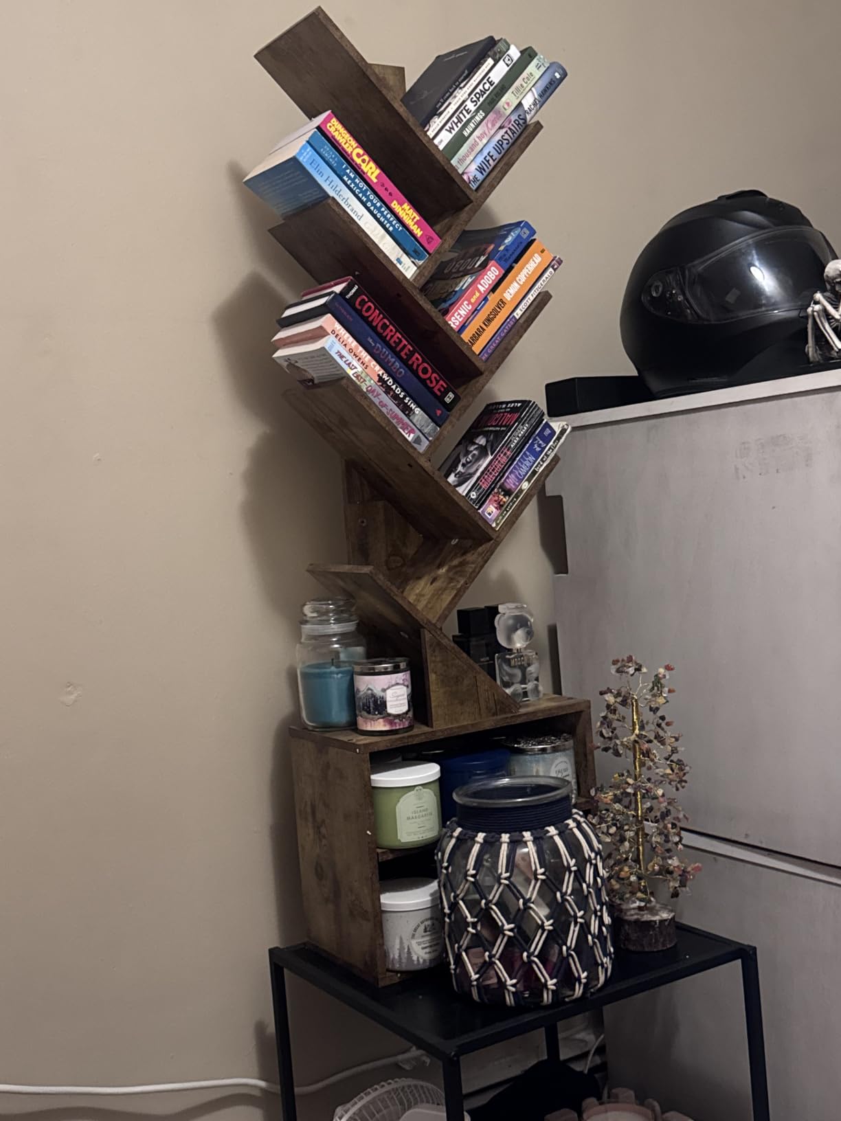 SUNMORY 6 Tier Tree Bookshelf, Tall Small Bookcase with Storage Cabinet | Modern Narrow Bookshelves Organizer, Floor Standing Book Case Shelf for Bedroom Living Room Home Office Corner, Rustic Brown customer photo 2