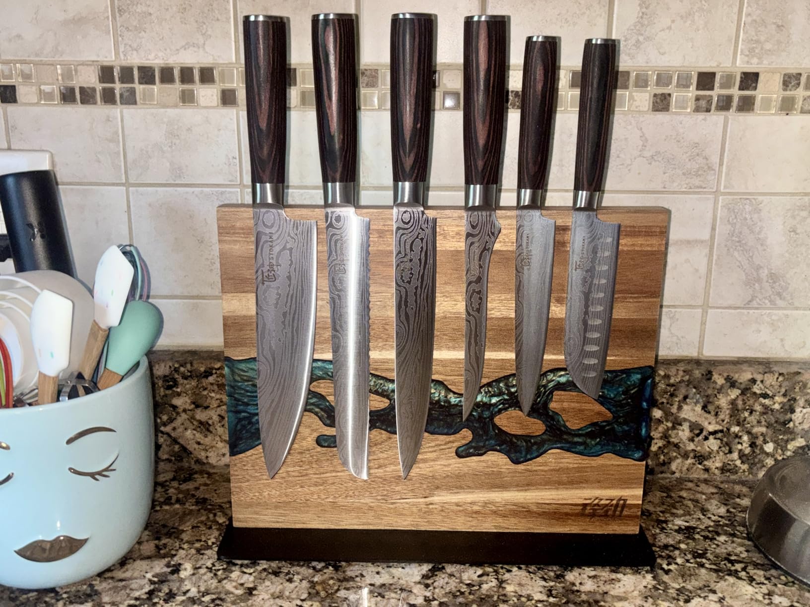 14pcs Chef Knife Set with Roll Bag, Professional Stainless Steel Japanese Knife Set with Pakkawood Handle for Professional Chef, Camping, Travel, BBQ, RV or Gift customer photo 2