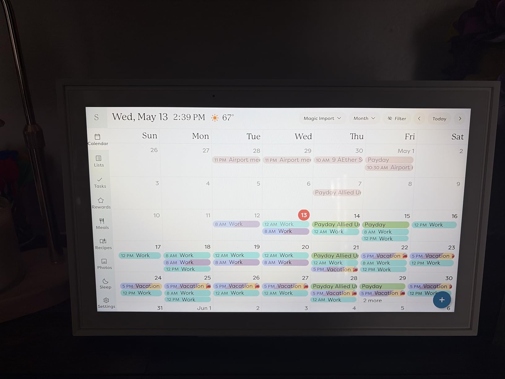 Skylight Calendar: 15-inch Wall Planner Digital Calendar & Chore Chart, Smart Touchscreen Interactive Display for Family Schedules - Wall Mount Included, Great for Organizing Your 2026 Calendar customer photo 1