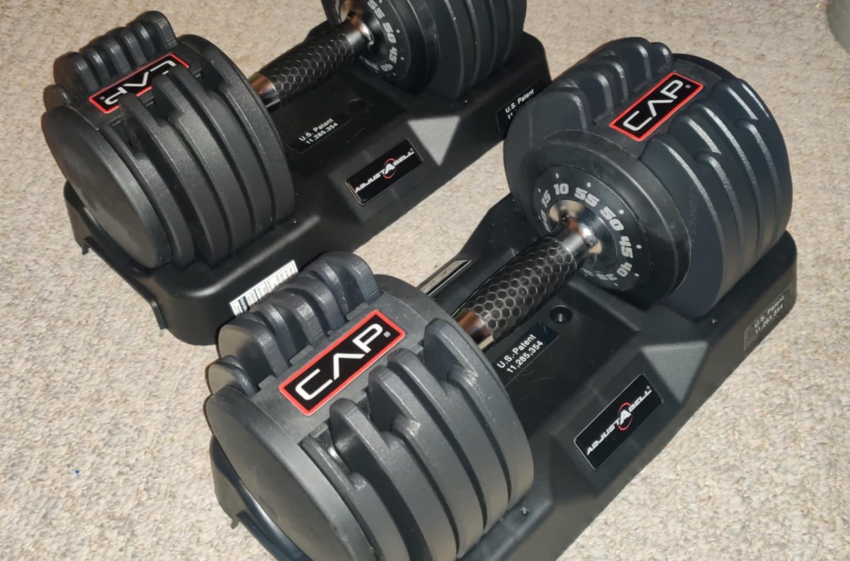 CAP ADJUSTABELL Adjustable Dumbbell Set, Premium Quick Select Adjustable Weights for Strength Training, Singles & Pairs, 12.5 LB, 25 LB & 55 LB, Round Dumbbells, Multiple Grip Handle Options customer photo 1
