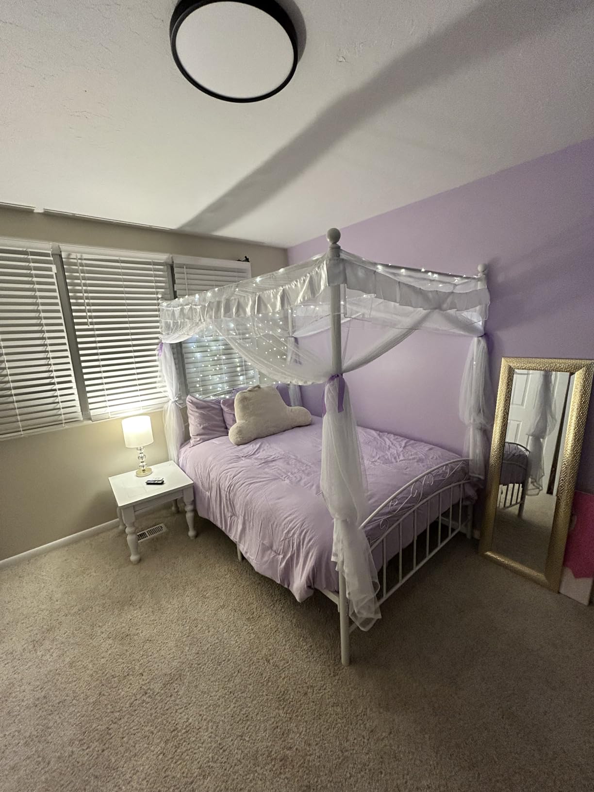Queen Size Metal Canopy Bed Frame, Black | Four-Poster, Metal Platform Bed, Easy Assembly, Noise-Free, Headboard and Footboard, Sturdy Slat Support, No Box Spring Needed customer photo 2