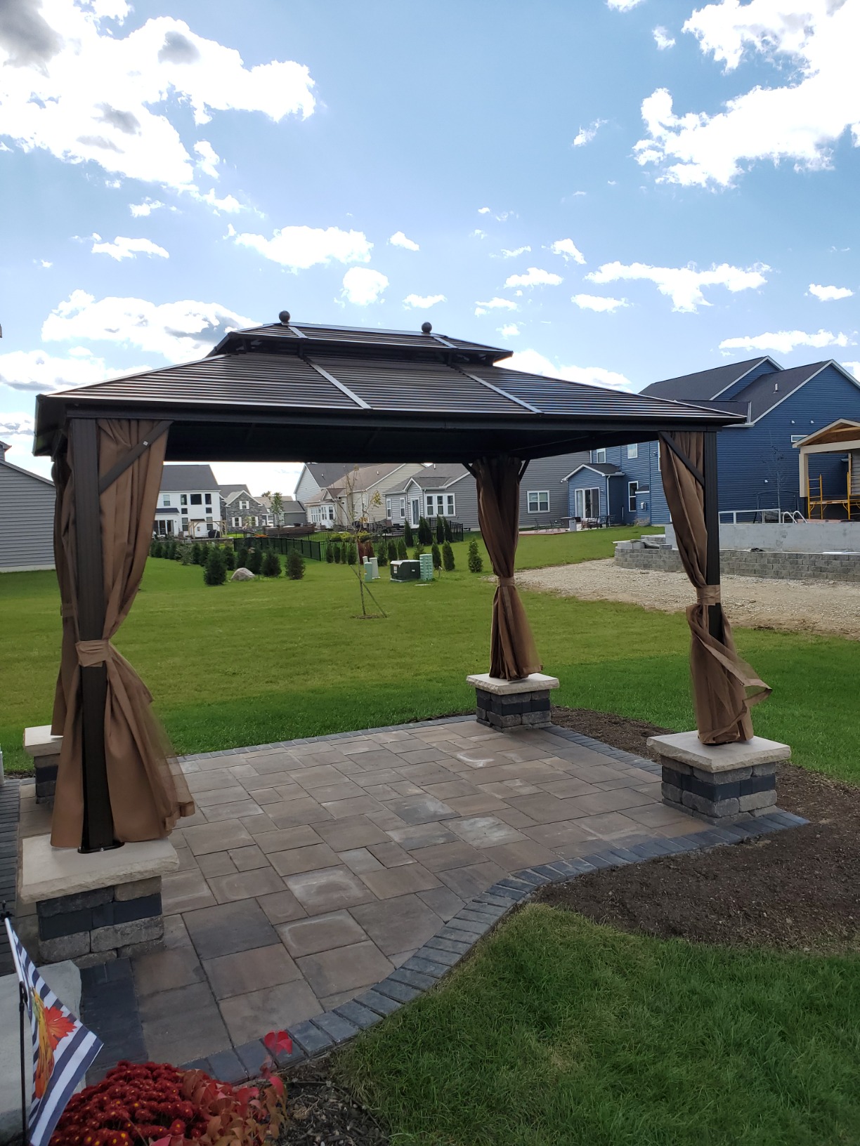 EROMMY 10' x 12' Hardtop Gazebo, Aluminum Frame Gazebos with Galvanized Steel Double Roof, Permanent Outdoor Metal Pavilion with Curtain and Netting for Patio, Lawn, Deck customer photo 2