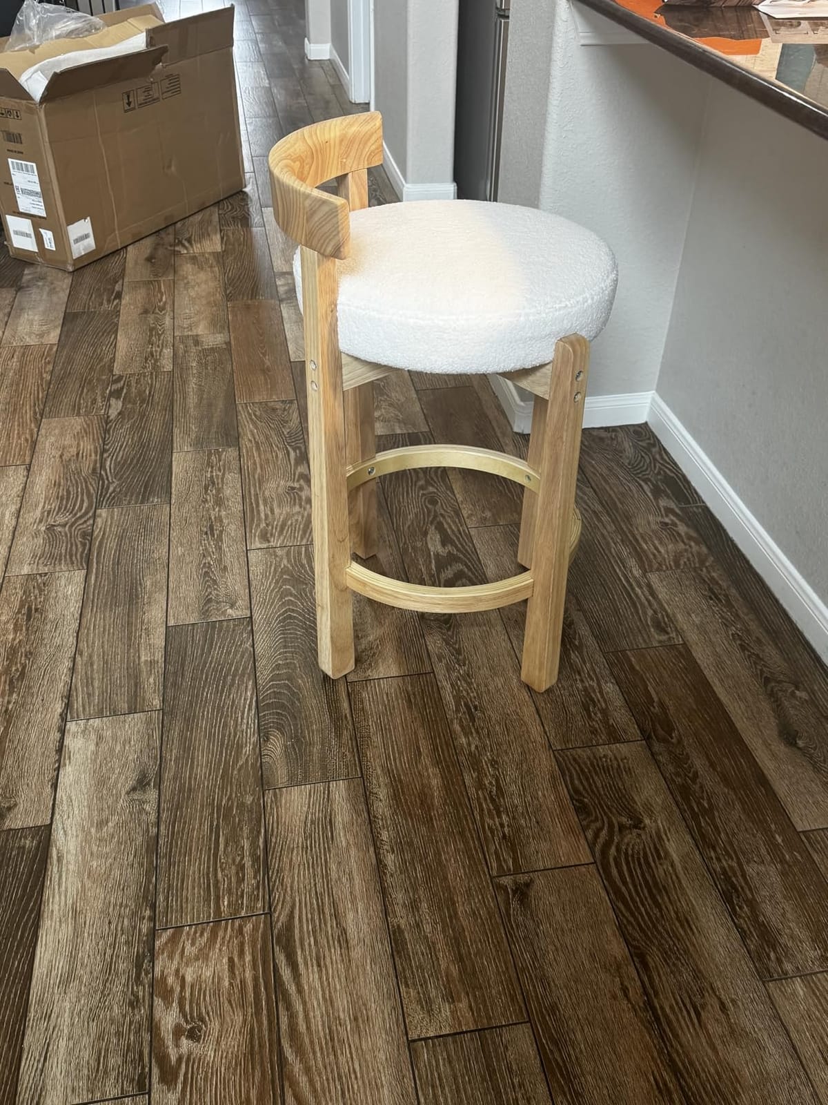 LukeAlon Mid Century Linen Counter Stools Set of 4, Upholstered 26.5