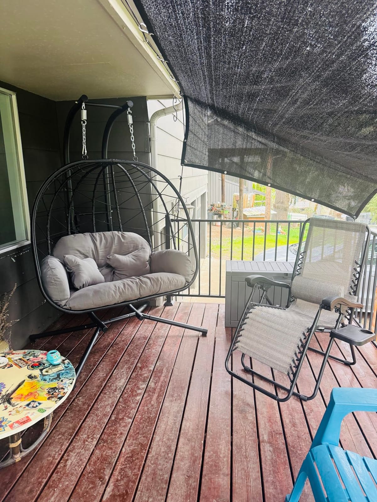 Double Egg Chair with Stand Hammock Swing Chair Foldable Hanging Loveseat, UV Resistant Removable Cushions, 700LBS Capacity for Bedroom, Balcony, Garden(BK-BE) customer photo 2