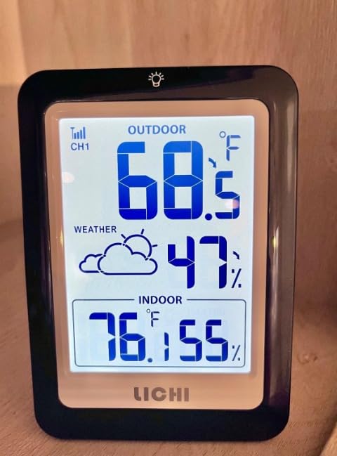 Indoor Outdoor Thermometer Wireless Weather Station, Internal External Thermometer Hygrometer, Home Batteryoperated Temperature Humiditymonitors330 Feet (About 100 Meters) Backlight Display (Black) customer photo 2