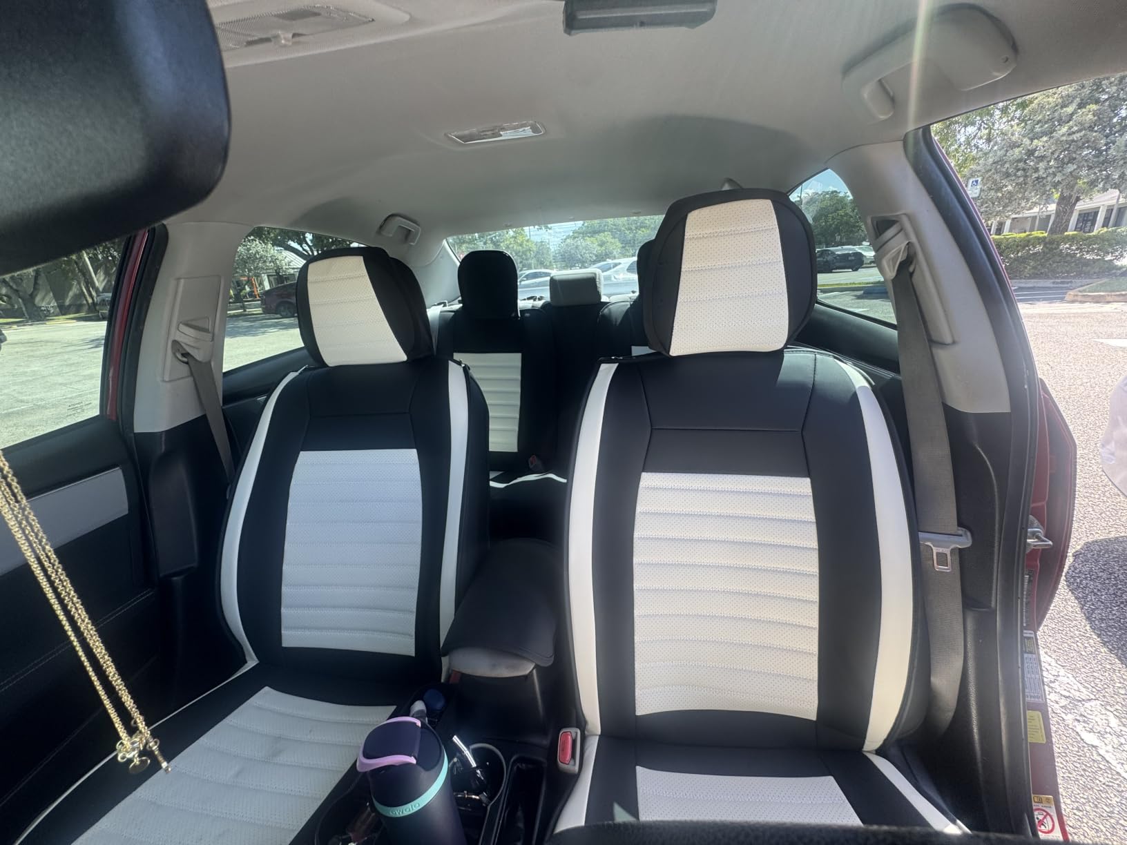 HChengkikz Nappa Leather Car Seat Covers Full Set, Black Car Seat Protector 5 Seats, Waterproof Car Seat Cushion, Universal Automotive Seat Covers Fit for SUV Truck Pick-up Sedan, Airbag Compatible customer photo 2