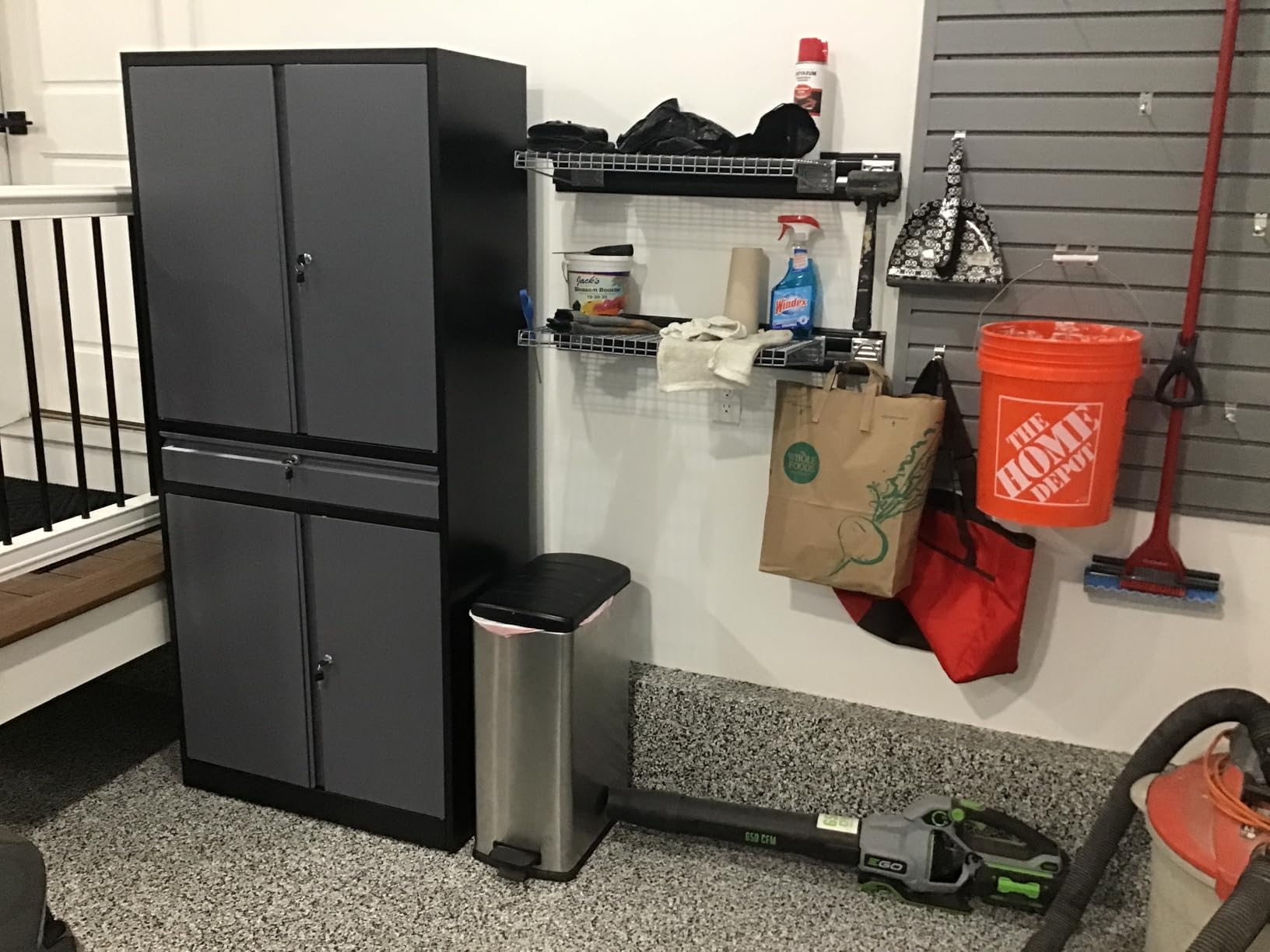 Metal Garage Storage Cabinet with Drawer, 4 Door Tool Cabinet with Lock - 2 Adjustable Shelves for Garage Home Office Utility Room (Black) customer photo 2