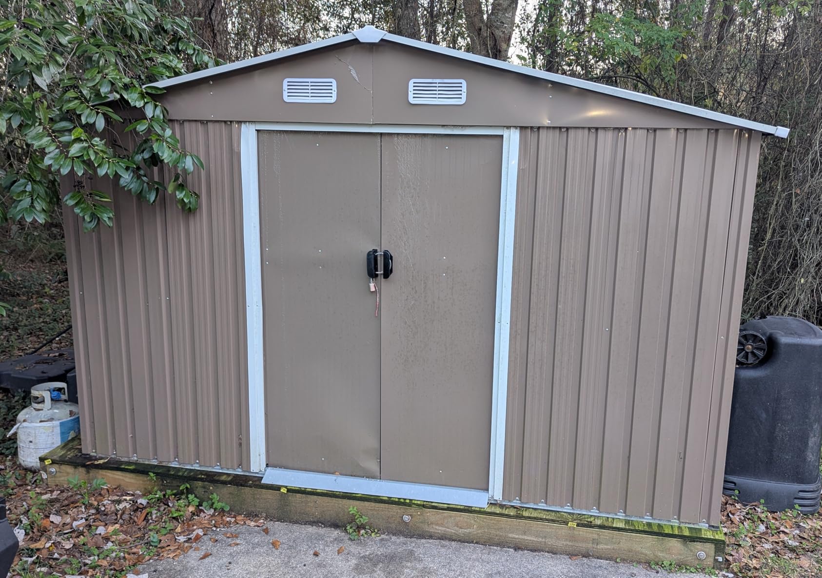 10FT x 8FT Outdoor Storage Shed,Waterproof Lockable Door Metal Tool Shed with Sliding Door and Air Vents,Storage House for Gardening Tools,Metal Storage Shed for Garden,Backyard,Lawn customer photo 2