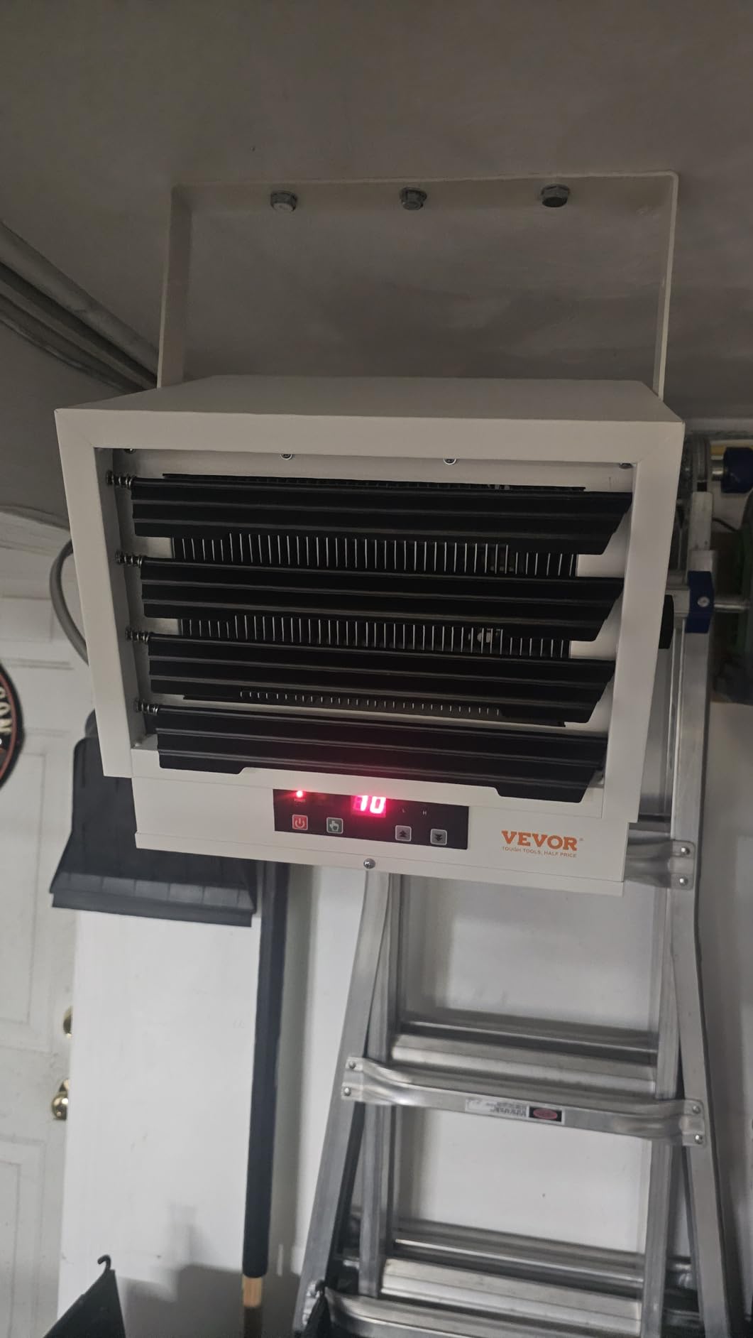 VEVOR Electric Garage Heater, 5000 Watt Digital Fan Forced Wall/Ceiling Mount Shop Heater with Remote Control, Overheat Protection, Hardwired with 9 Hour Timer, ETL Listed customer photo 1