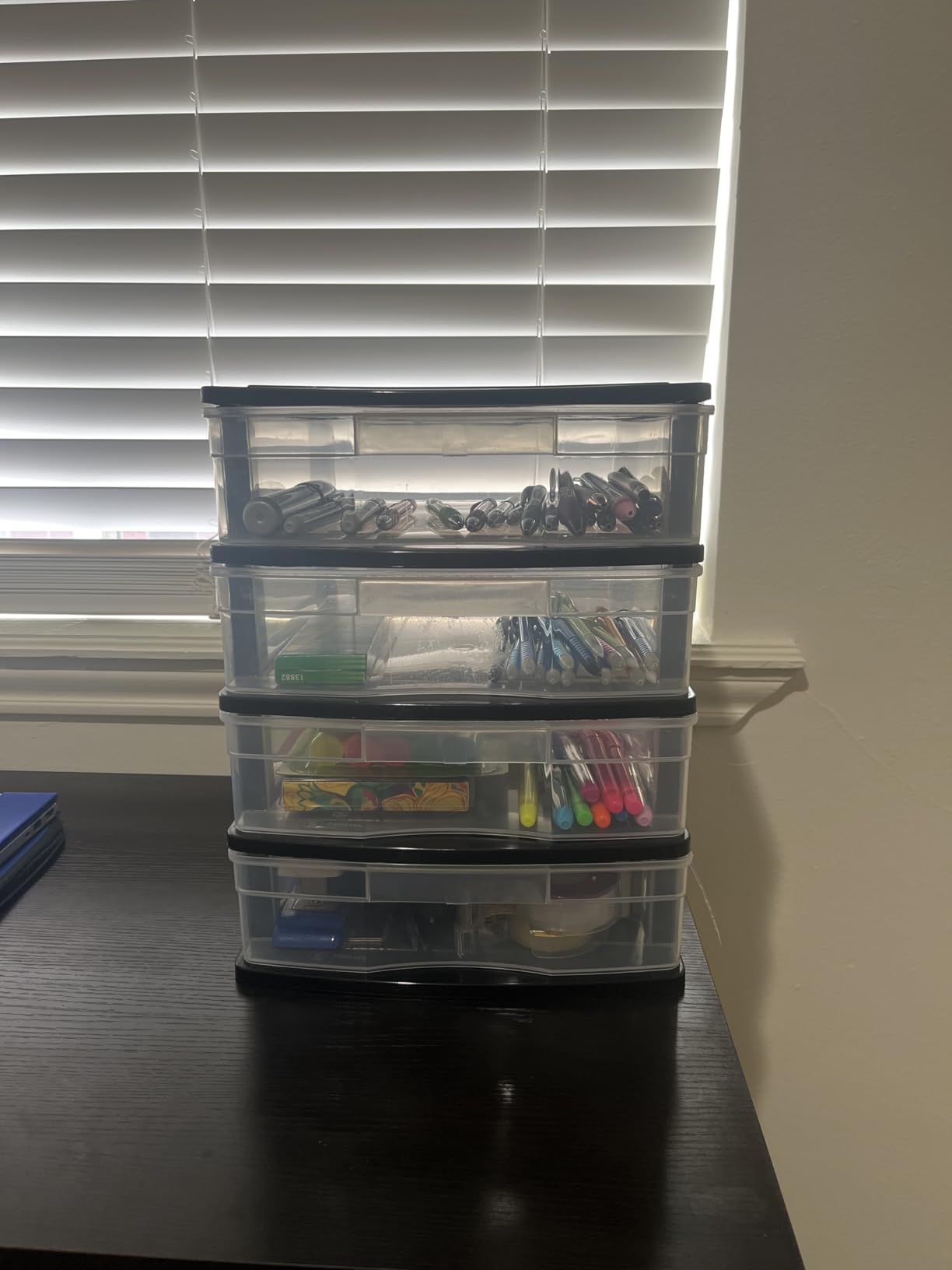 Gracious Living 4-Drawer Desktop and Countertop Storage Organizer Drawer Set, Plastic Office Desk Organizer, Black/Clear customer photo 1