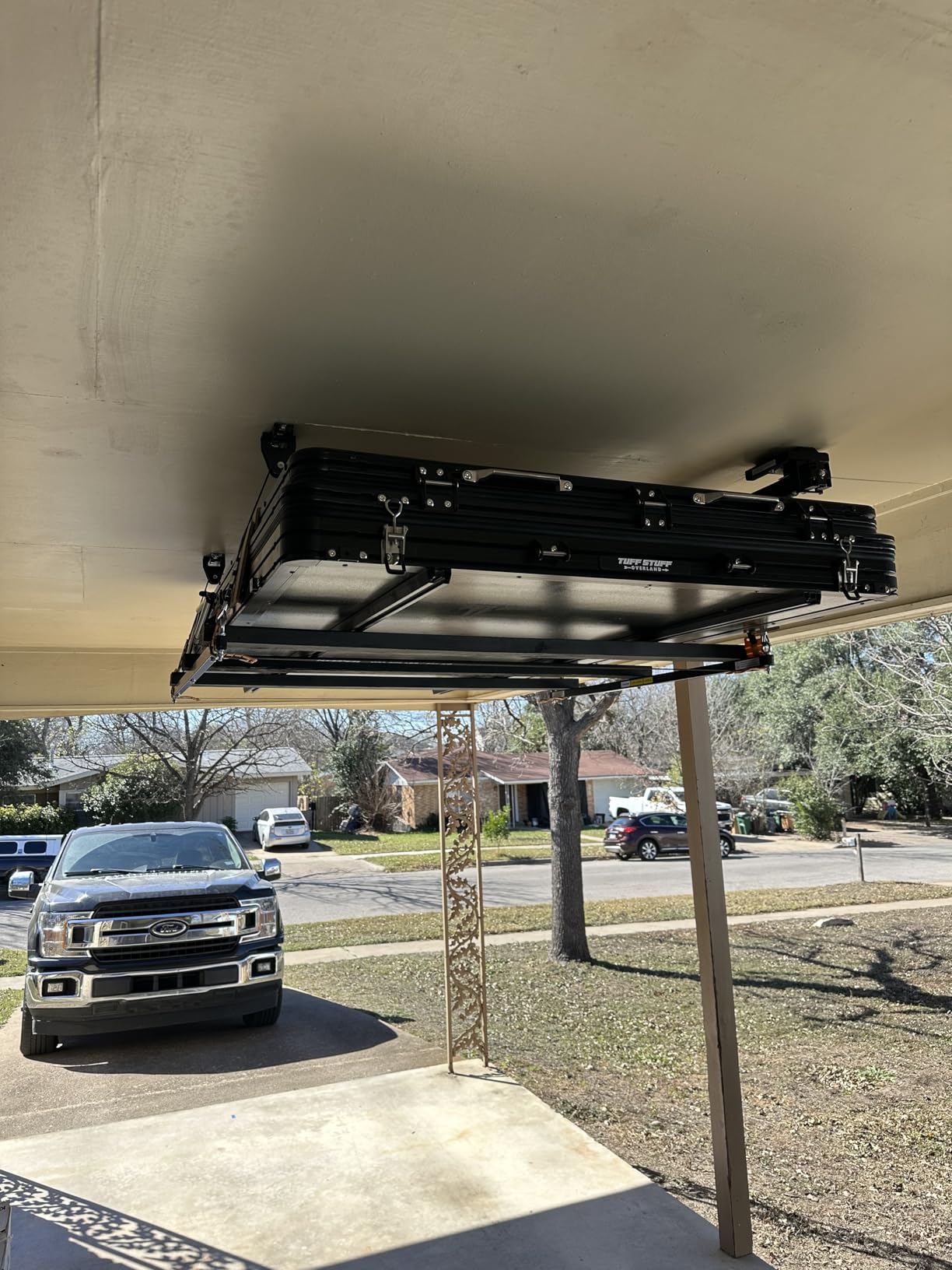 FLEXIMOUNTS GL1 Overhead Garage Lifting Storage Rack, 4x4 Ft Heavy-Duty Metal Garage Ceiling Rack, 350lbs Weight, With 71