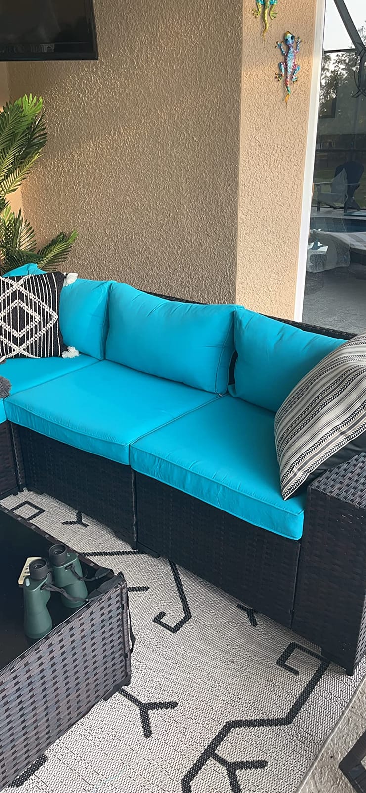 Kullavik 8 Piece Wicker Patio Furniture Set with Fire Pit Table | Patio Conversation Set with 4