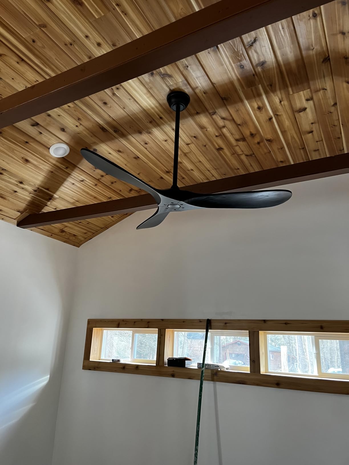 60 Inch Ceiling Fan No Light, Wood Indoor Outdoor Ceiling Fans for Patios Living Room Bedroom Gazebo, Big High CFM Wet Rated Wooden Propeller Ceiling Fan for Sloped Ceiling (Walnut) customer photo 2