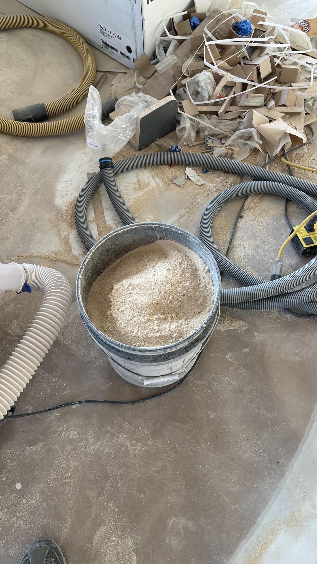 The Dustopper PRO, Low-Profile Dust Separator for Shop Wet/Dry Vacuums with at least 5HP. Includes High-Flow 90 Degree Sweep Elbows and Connection Hose. Fits Standard 5 Gallon Buckets, Made in USA customer photo 2