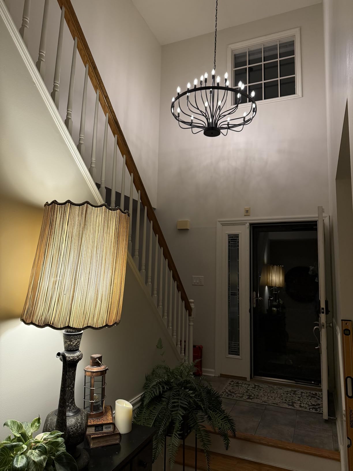 Large Gold Chandelier 24-Light 39in Wagon Wheel Light for High Ceilings customer photo 2