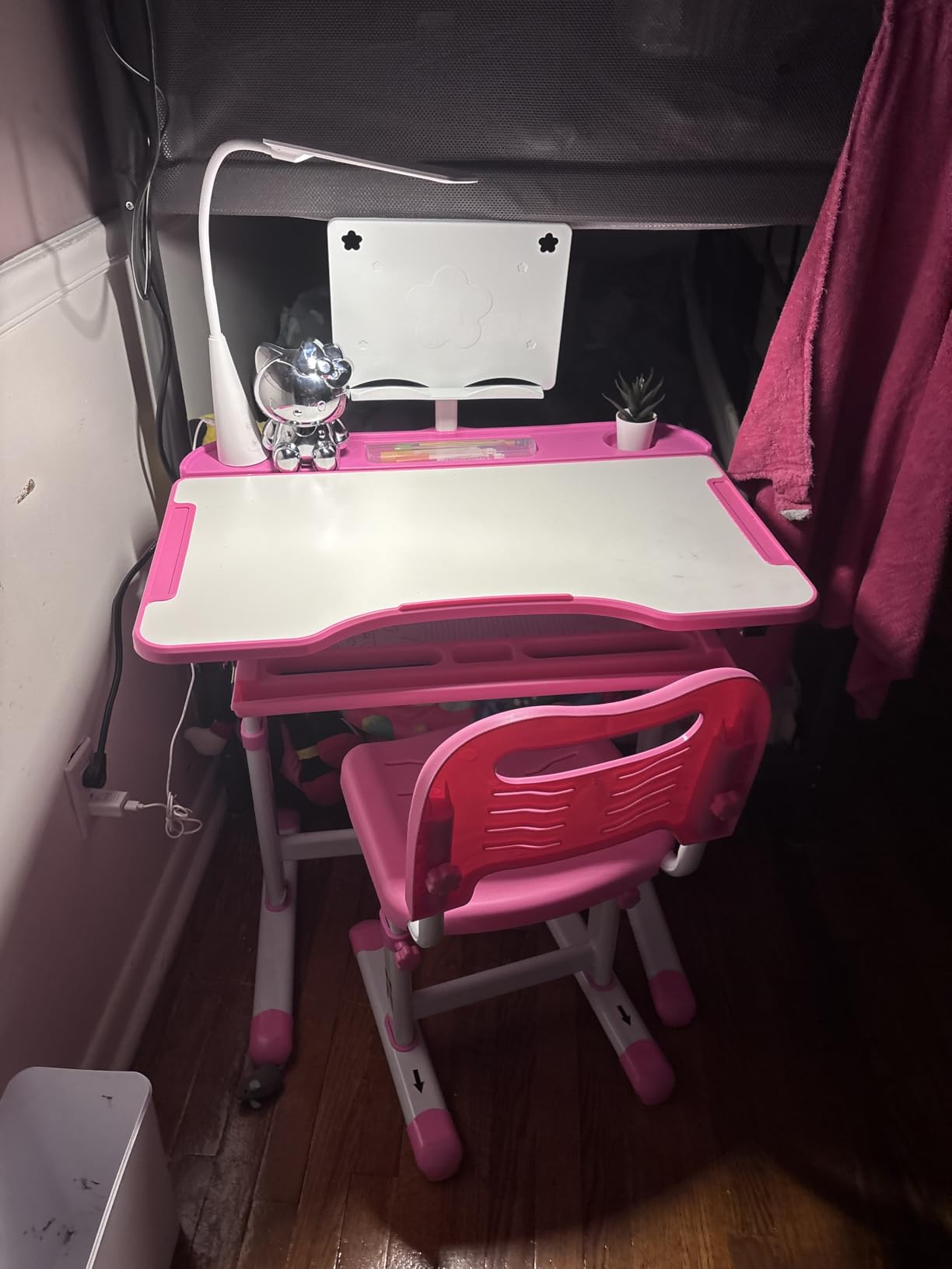 Diroan Kids Desk and Chair Set with LED Light, Height-Adjustable for Age 7+ | Ergonomic, Large 0-45° desk, Sturdy steel frame, Storage drawer, Bookstand, Metal hook customer photo 1