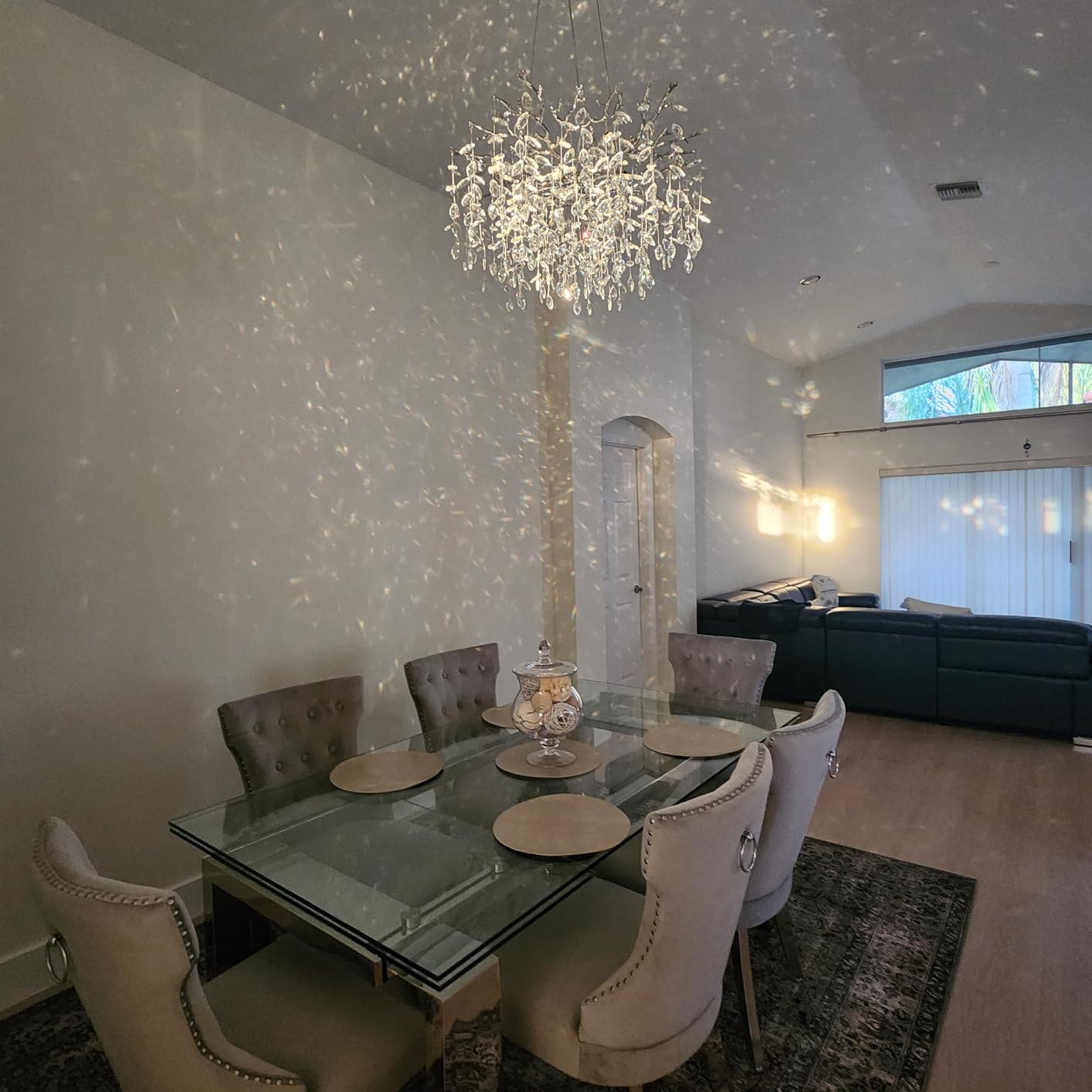 118'' Long Chandelier for High Ceiling, 28-Light Luxury Gold Tree Branch Crystal Chandelier, Large Chandeliers for High Ceilings Staircase Foyer Entryway, 5-Tier Modern K9 Crystal Raindrop Fixture customer photo 1