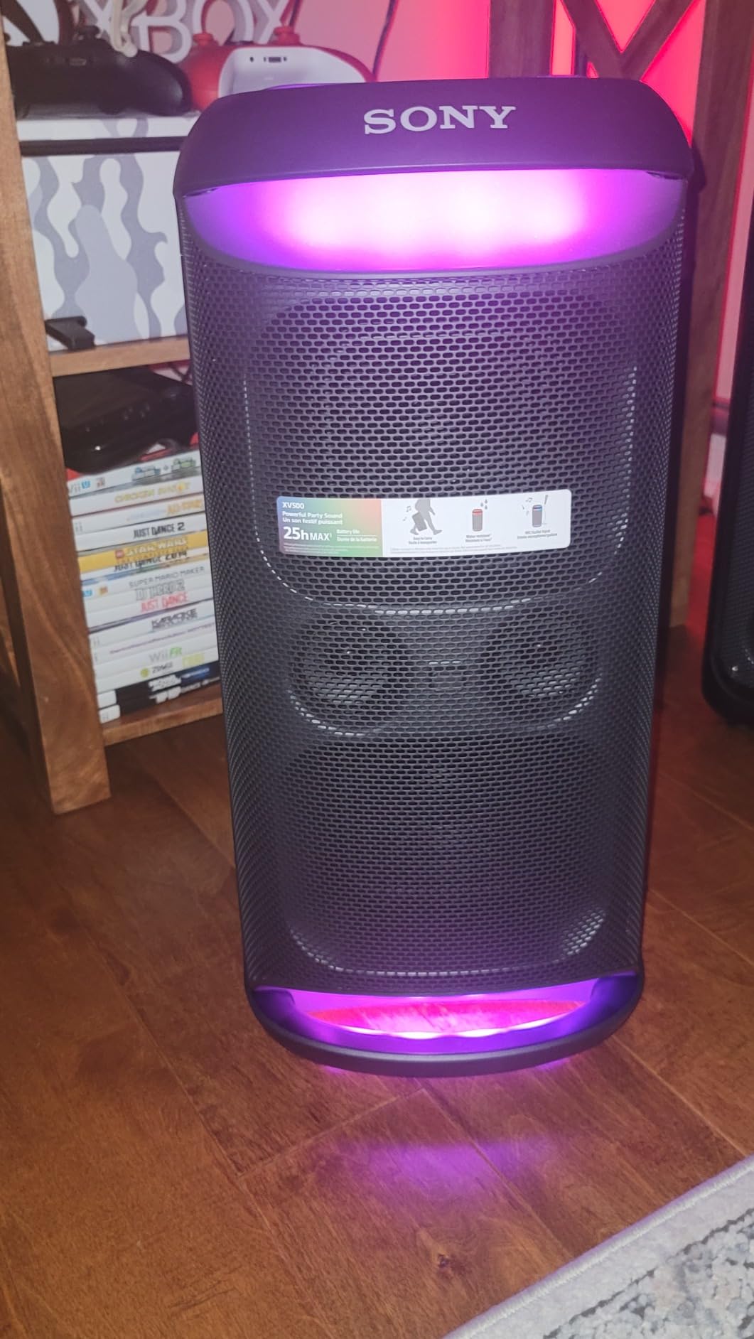 Sony SRS-XV500 Portable Bluetooth Wireless Karaoke Party Speaker | 20 Hr Battery with Quick Charging, IPX4 Splash Resistant, Ambient Lights, Illuminated Touch Panel, Comfortable Handle customer photo 2