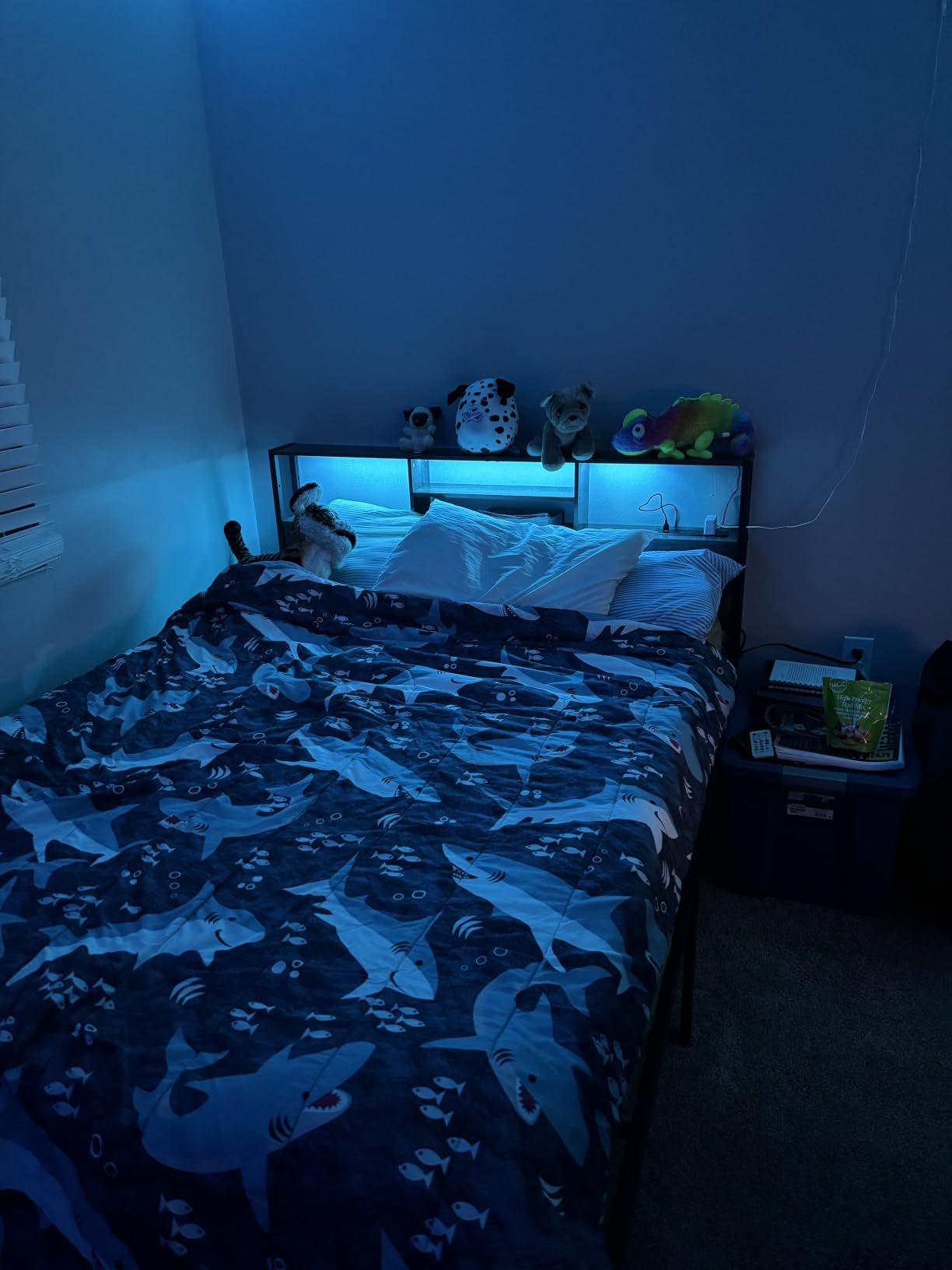 Aheaplus Headboard for Full Size Bed with Storage, Headboards with Outlets, USB Ports and LED Light, Full Size Head Board Only, Height Adjustable, Reversible, Sturdy and Stable Headboard, Black customer photo 1