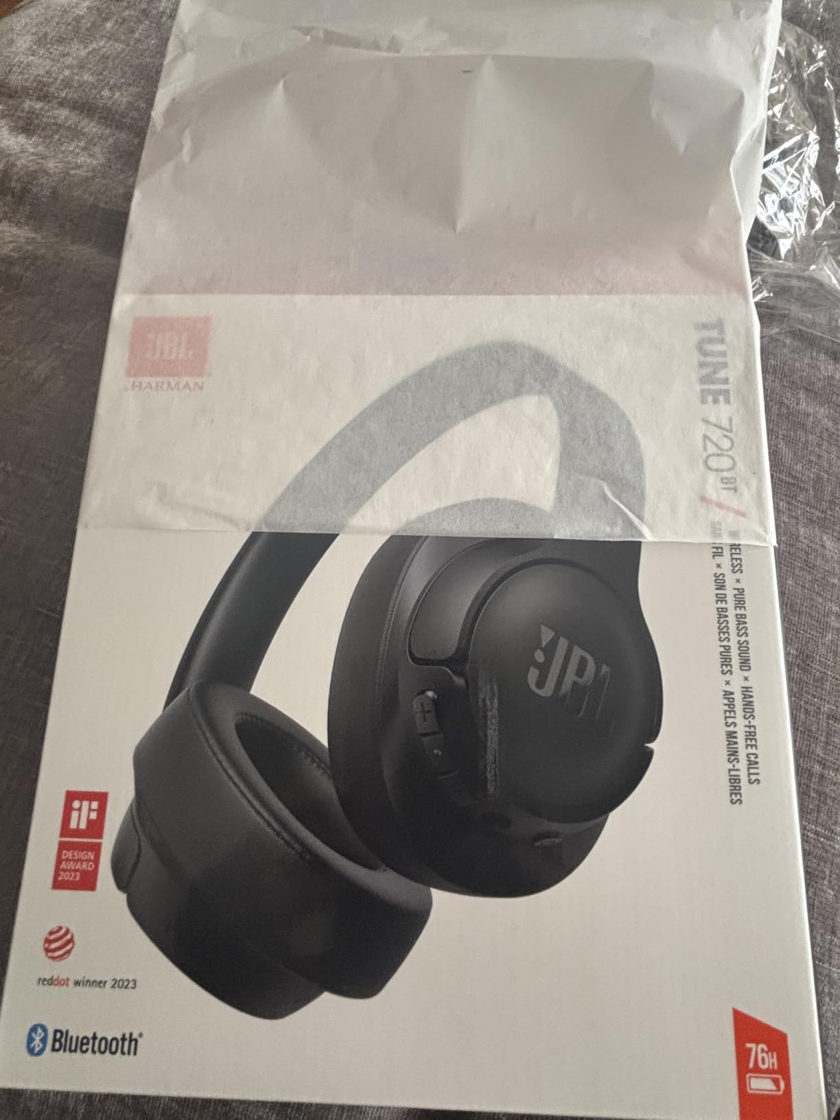 JBL Tune 720BT - Wireless Over-Ear Headphones - White | JBL Pure Bass Sound, Wireless Bluetooth 53 technology, Customize your listening experience, Hands-free calls with Voice Aware customer photo 1