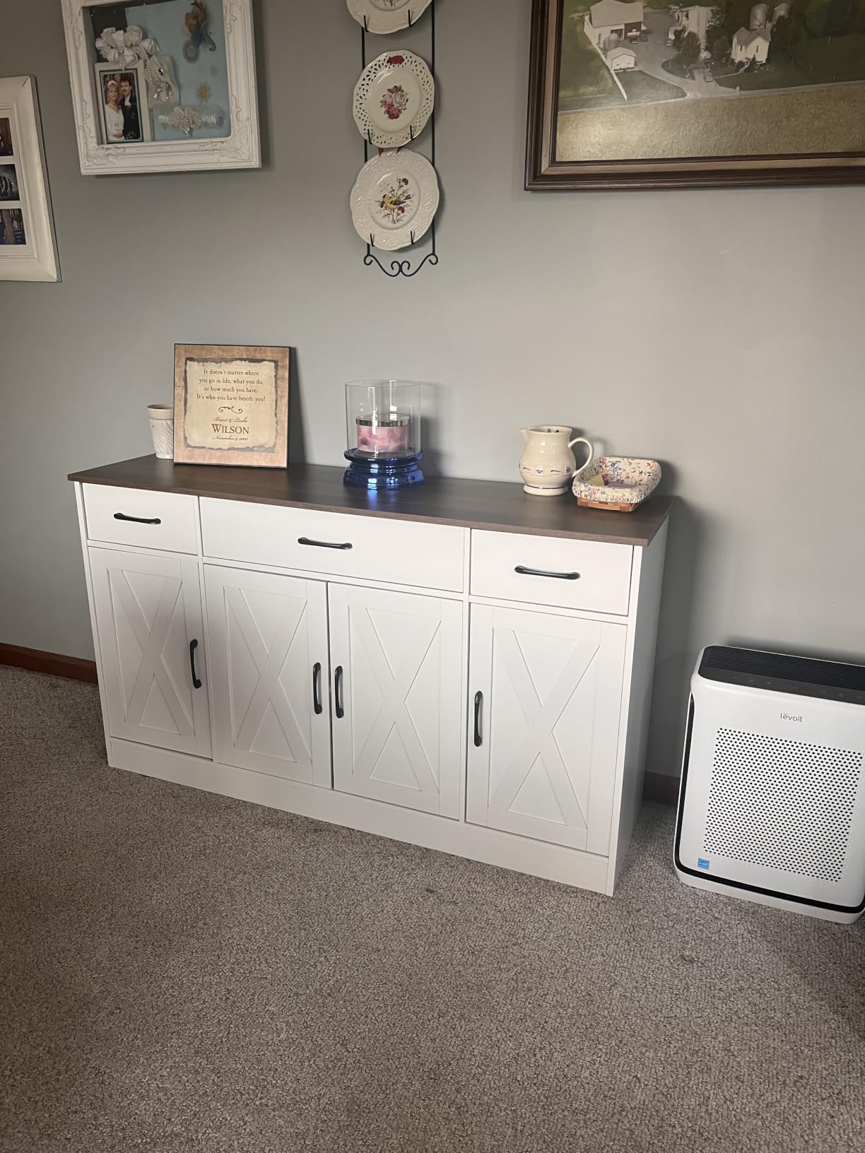 HOSTACK Kitchen Buffet Sideboard Storage Cabinet, Coffee Bar Cabinet, White customer photo 1