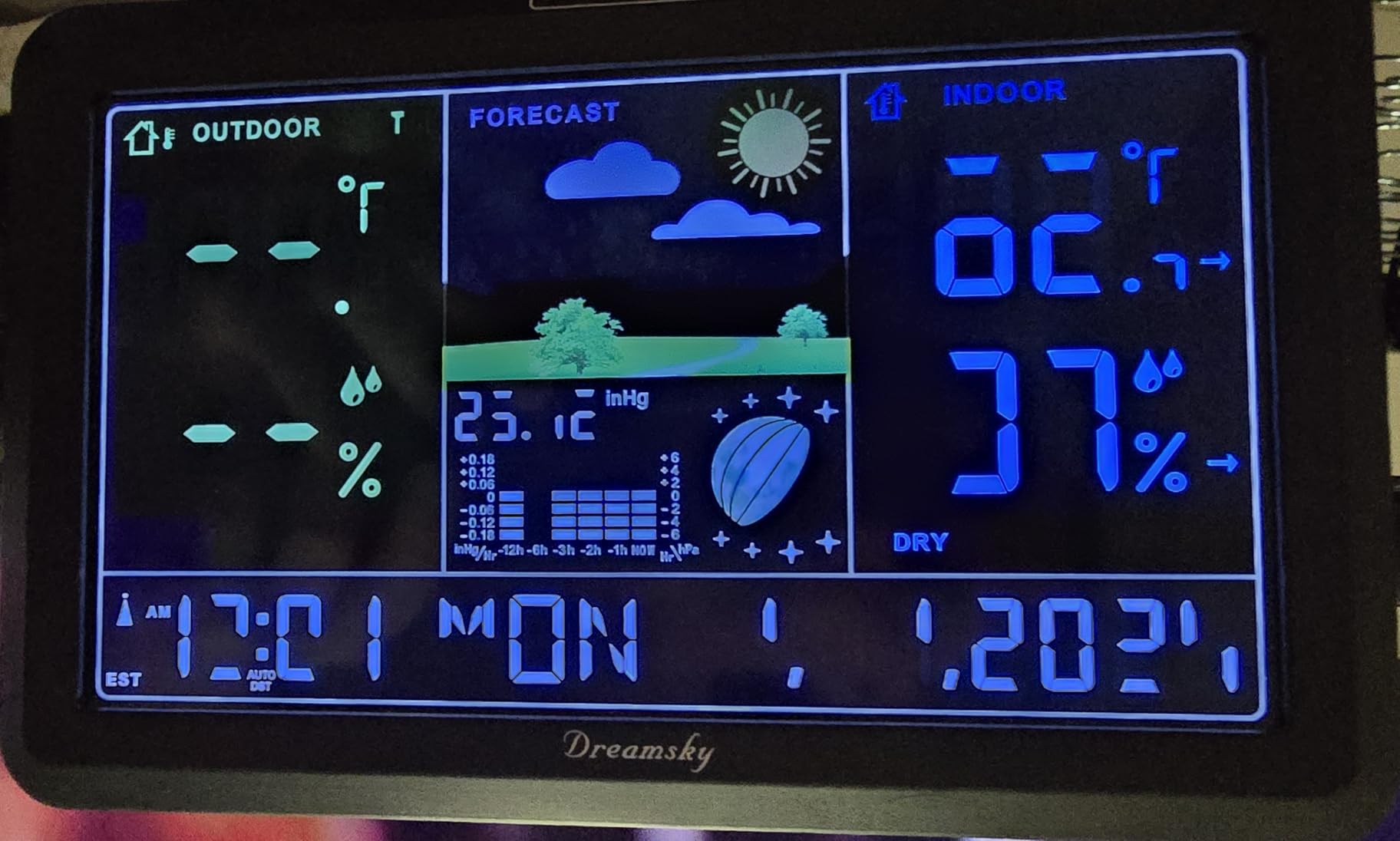DreamSky Weather Station Indoor Outdoor Thermometer Wireless, Atomic Clock | Digital Large Display with Backlight Dimmer, USB Port, Inside Outside Temperature Humidity Monitor for Home (Plug-in) customer photo 1
